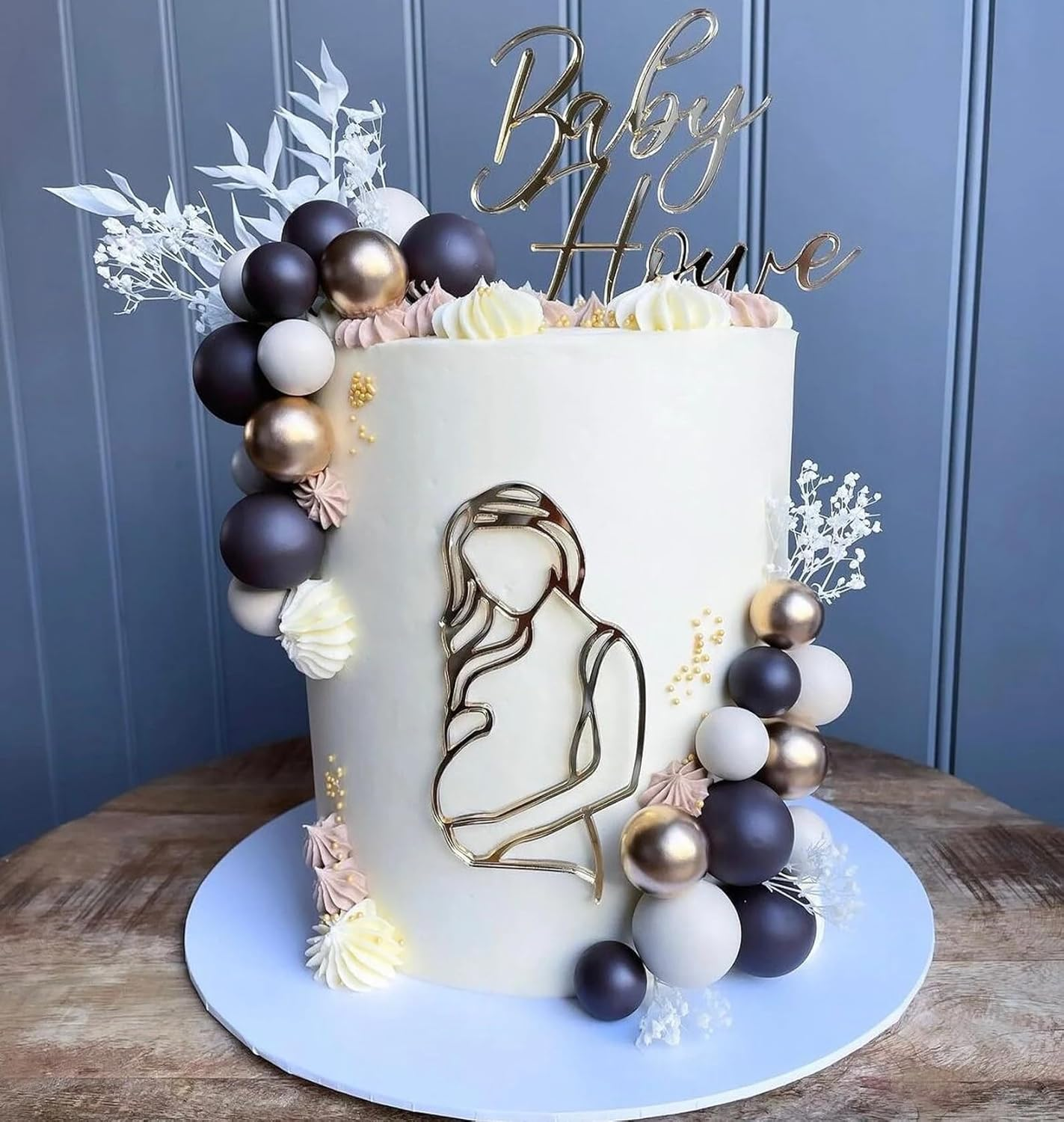 Pregnant Lady Baby Shower Cake Topper,Pregnancy Acrylic Baby Cake Charm for Gender Reveal Cake Decoration, Pregnancy Announcement/Wecome Baby Party Supplies(02) image number 3