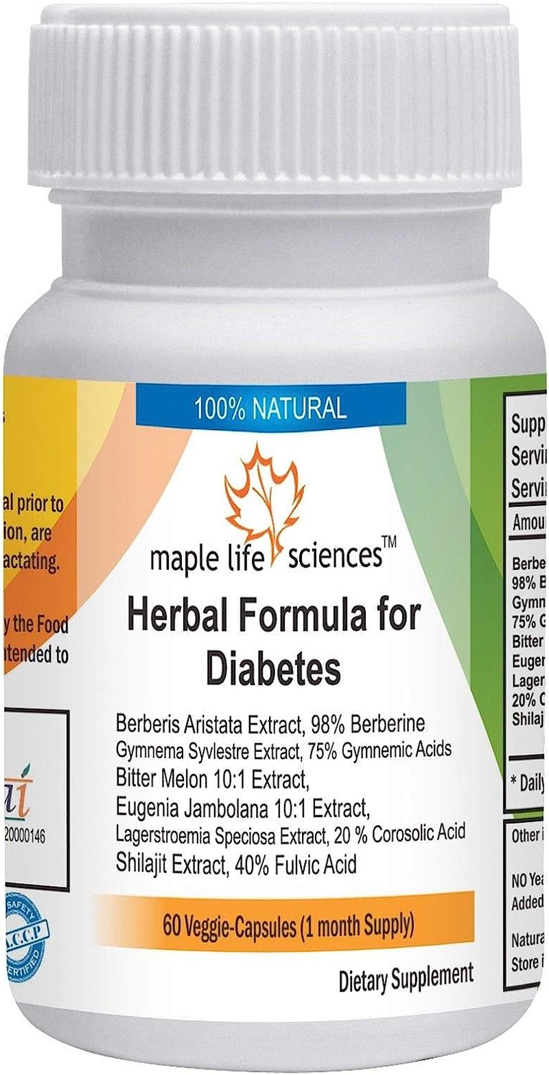 Berberine 98% Blend with Gymnema, Bitter Melon, Eugenia, Banaba, Shilajeet - 500Mg - 60 Vegan Capsules - Helps with Diabetes image number 1
