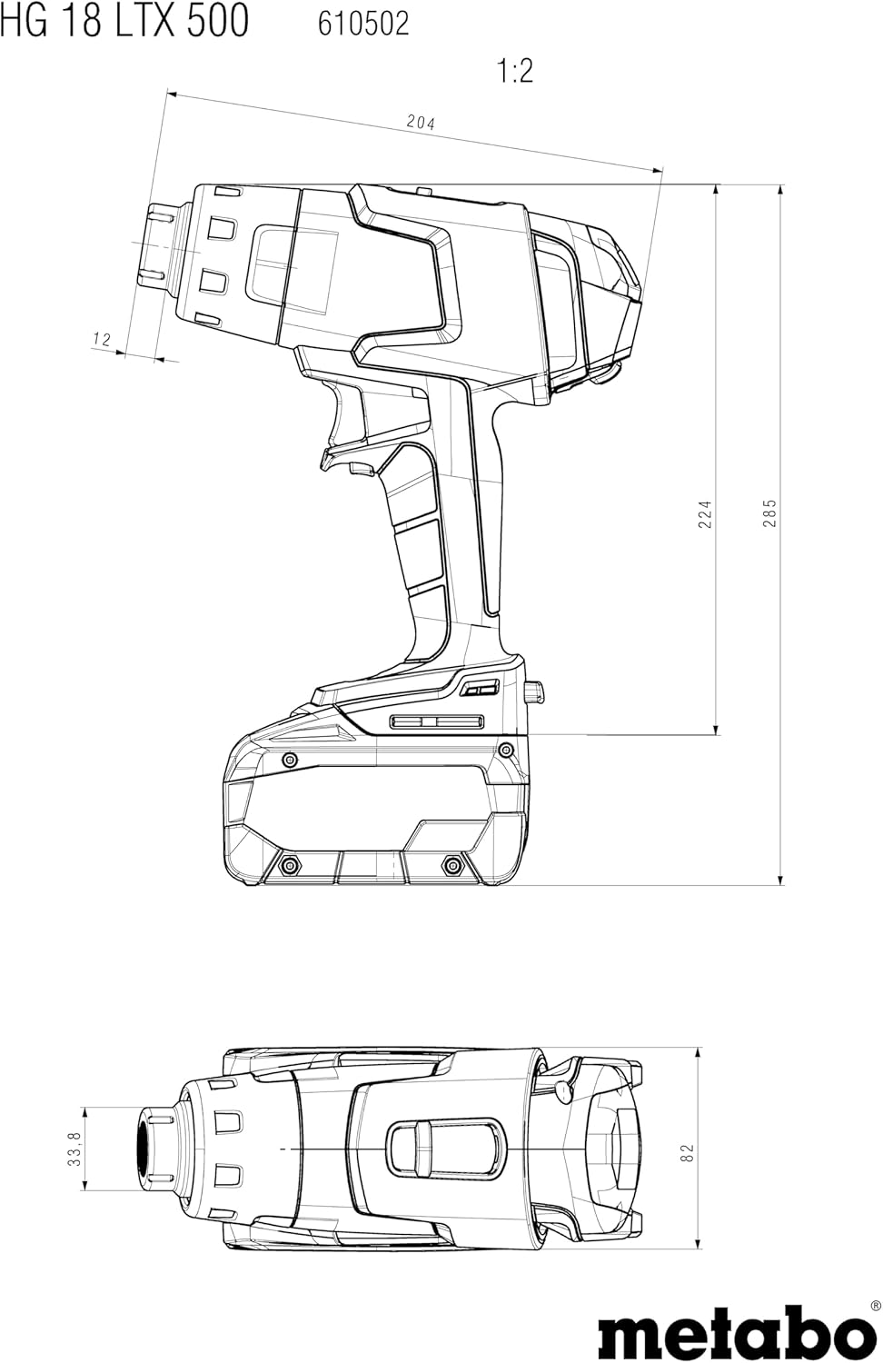 Metabo HG 18 LTX 500 Cordless 18V Hot Air Gun (Skin Only) image number 3