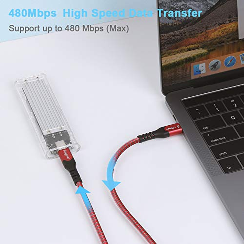 Fasgear 100W USB C to USB-C Cable 3 Pack 50Cm+1M+1.8M PD QC 5A Fast Charging USB 2.0 Type-C Charger Cords Braided Compatible for Macbook Pro Huawei Matebook Ipad Air/Mini 2022 Galaxy S20 Pixel 5 Red