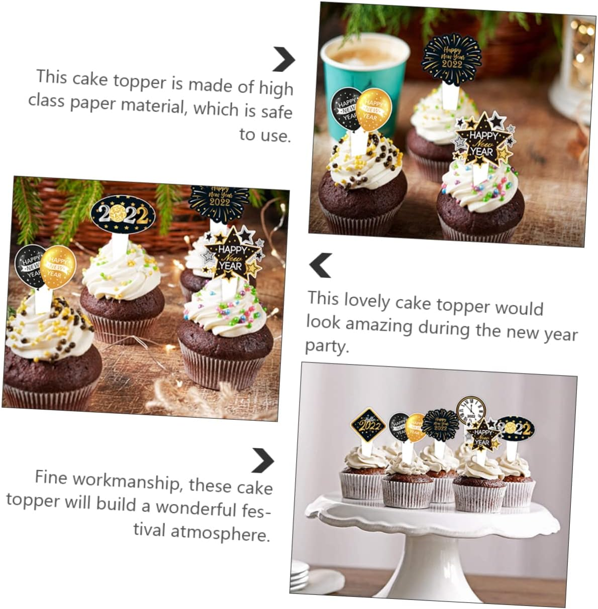 Jojofuny 24Pcs Year Cake Insert Dessert Toppers Year Decorations for Birthday Party Supplies image number 6