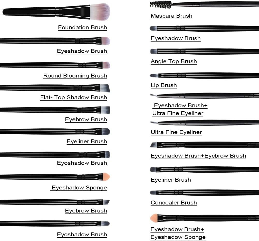 Make up Brush Set, 20 Pieces Eyeshadow Brush Set Makeup Tools, Face and Eye Cosmetic Makeup Brush, Cosmetic Brush for Foundation, Concealers, Blush and Eye Shadow (20 Pieces)
