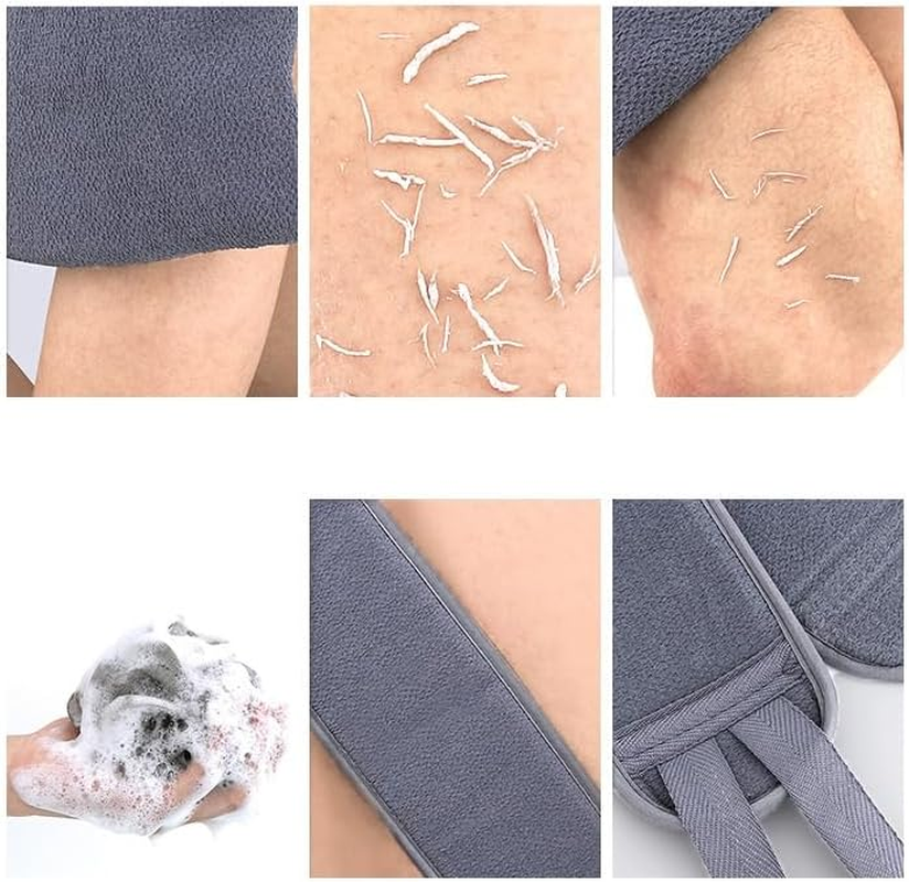 3 PCS Exfoliating Back Scrubber for Shower, Exfoliating Glove - Body Scrubber Exfoliator Mitt Bath Sponge Shower Loofahs Mesh Pouf Bath Scrunchies. image number 3