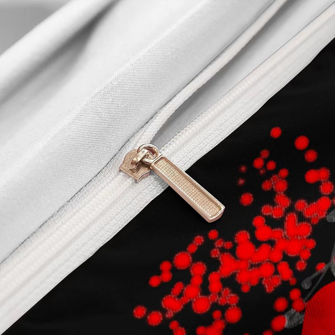 3 Piece Quilt Cover Set Queen Size Red Rose Star Bedding Set Blanket Animal and Flower Style 3D Digital Printed Duvet Cover Set Home Decor 2 Pillow Cases with 1 Comforter Cover (210 * 210 Cm) (15070) image number 1