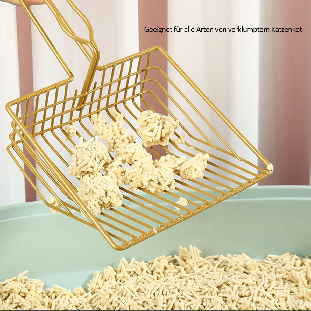 Cat Scoop for Cat Litter, 7 Mm Pore Size Metal Cat Scoop, Stainless Steel, Quick Sieving Deep Scoop with Handy Handle, Designed for Owners of Multiple Cats image number 2