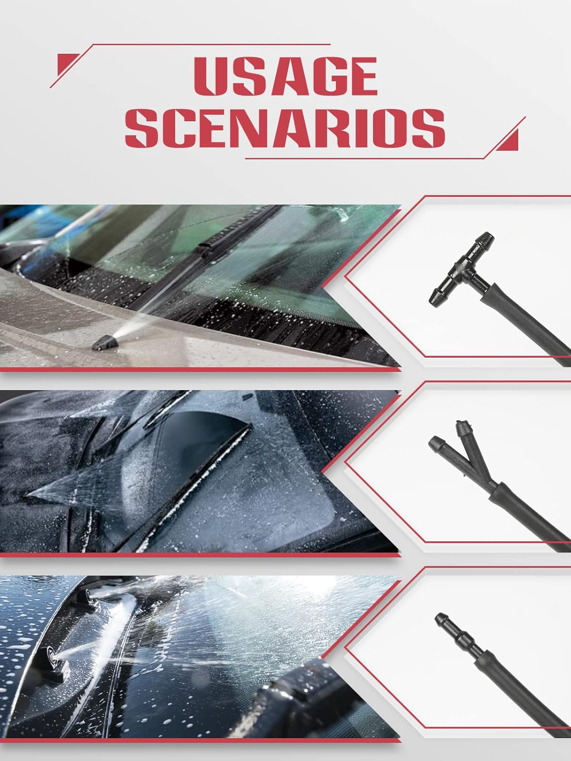 OTUAYAUTO Windshield Washer Nozzles Kit, Replacement for Chrysler, Dodge, Jeep, Ram - Washer Jet and Fluid Hose with Connector image number 4