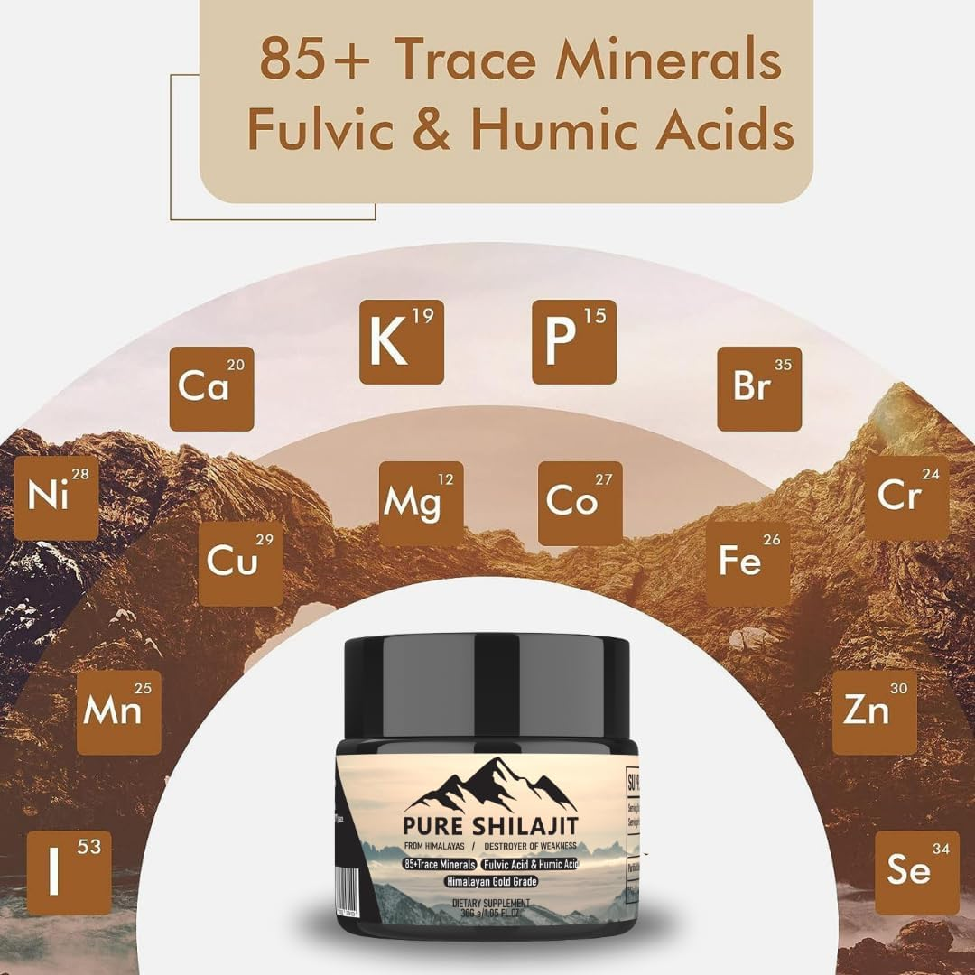 Pure Shilajit Himilayan Resin, Organic Natural Supplement with 85+ Trace Minerals + Humic Acid | High Potency Providing Energy, Strength & Immunity | Golden Grade a for Men and Women image number 3