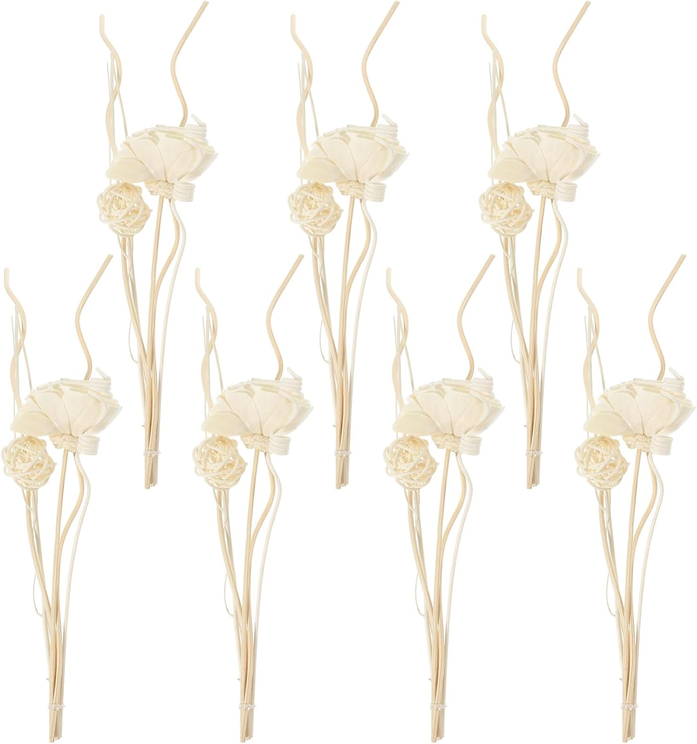 Cabilock 1 Set Rattan Wood Reed Diffuser Sticks, White, Flower Shaped, Essential Oil Aroma Diffuser Set, Home Office Decor image number 1