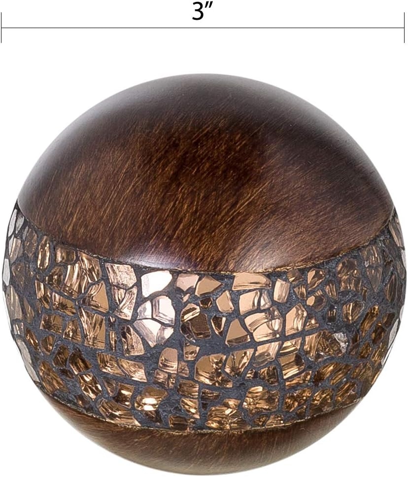 Schonwerk Walnut Decorative Orbs for Bowls and Vases (Set of 3) Resin Sphere Balls | Dining/Coffee Table Centerpiece | Great Gift Idea (Crackled Mosaic) image number 2