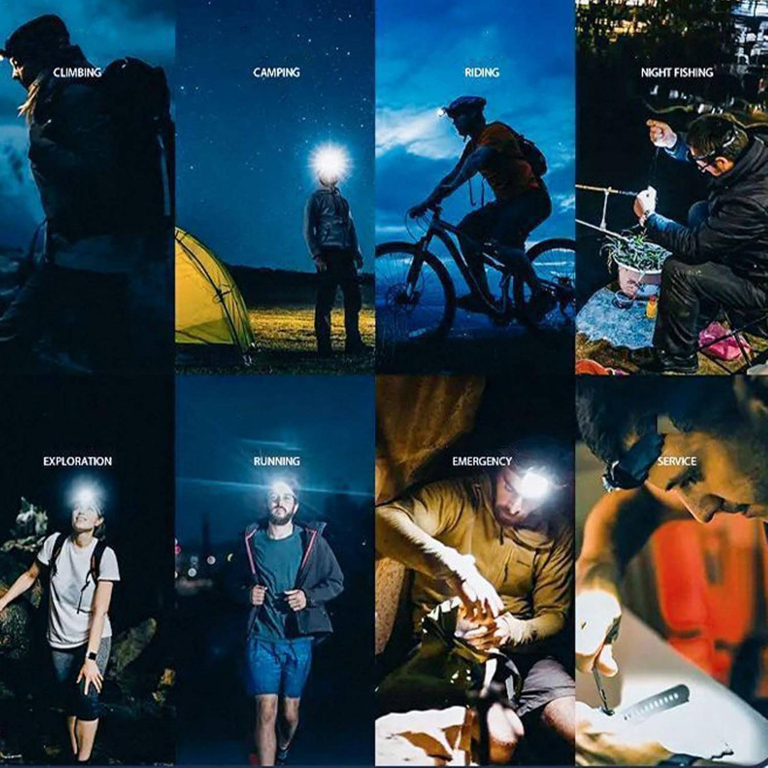 Led Head Torch Rechargeable, Super Bright Led Headlamp, Sensor Headlamp, Portable Fast Charging Working Lamp, Waterproof with 5 Lighting Modes for Running, Camping, Fishing, Cycling, Hiking image number 3