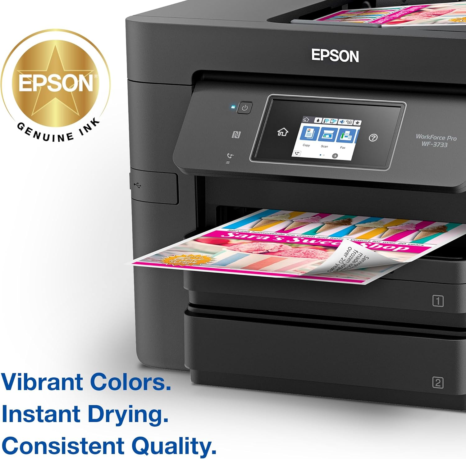 EPSON 702 Durabrite Ultra Ink High Capacity Yellow Cartridge (T702XL420) Works with Workforce Pro WF-3720, WF-3730, WF-3733
