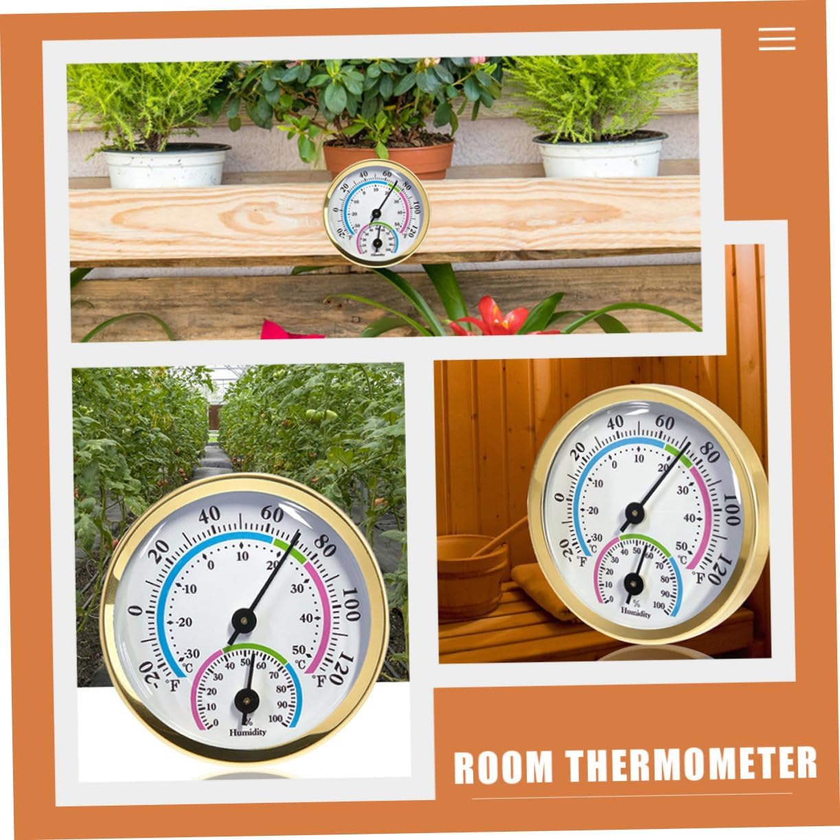 Generic 2Pcs Temperature and Humidity Gauge Multi-Functional Thermometer for Garden Outdoor Use Accurate Thermometer image number 3
