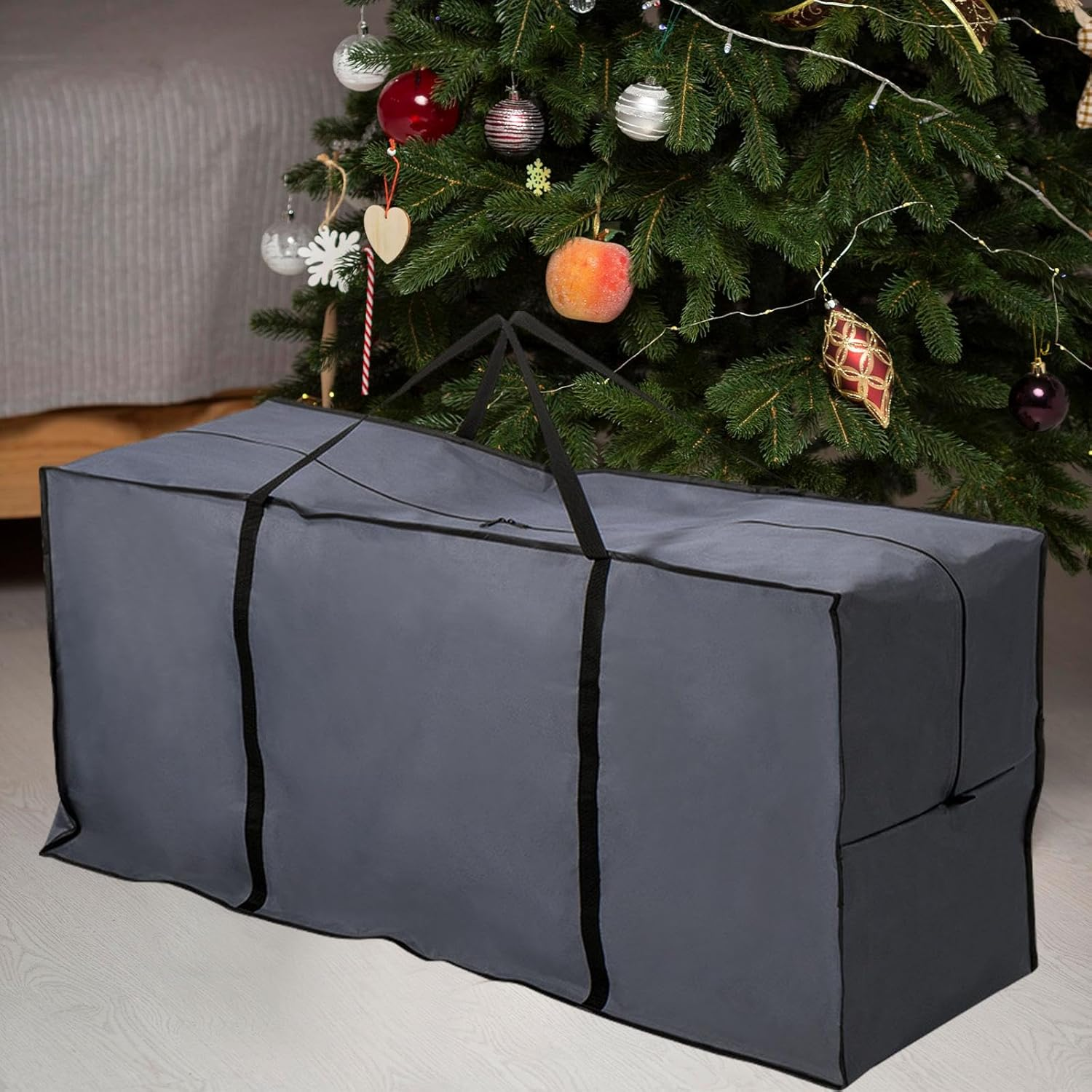 Oshhni Christmas Tree Storage Bag Large Protects against Dust Moisture Xmas Tree Storage Bag for Blanket, Gray