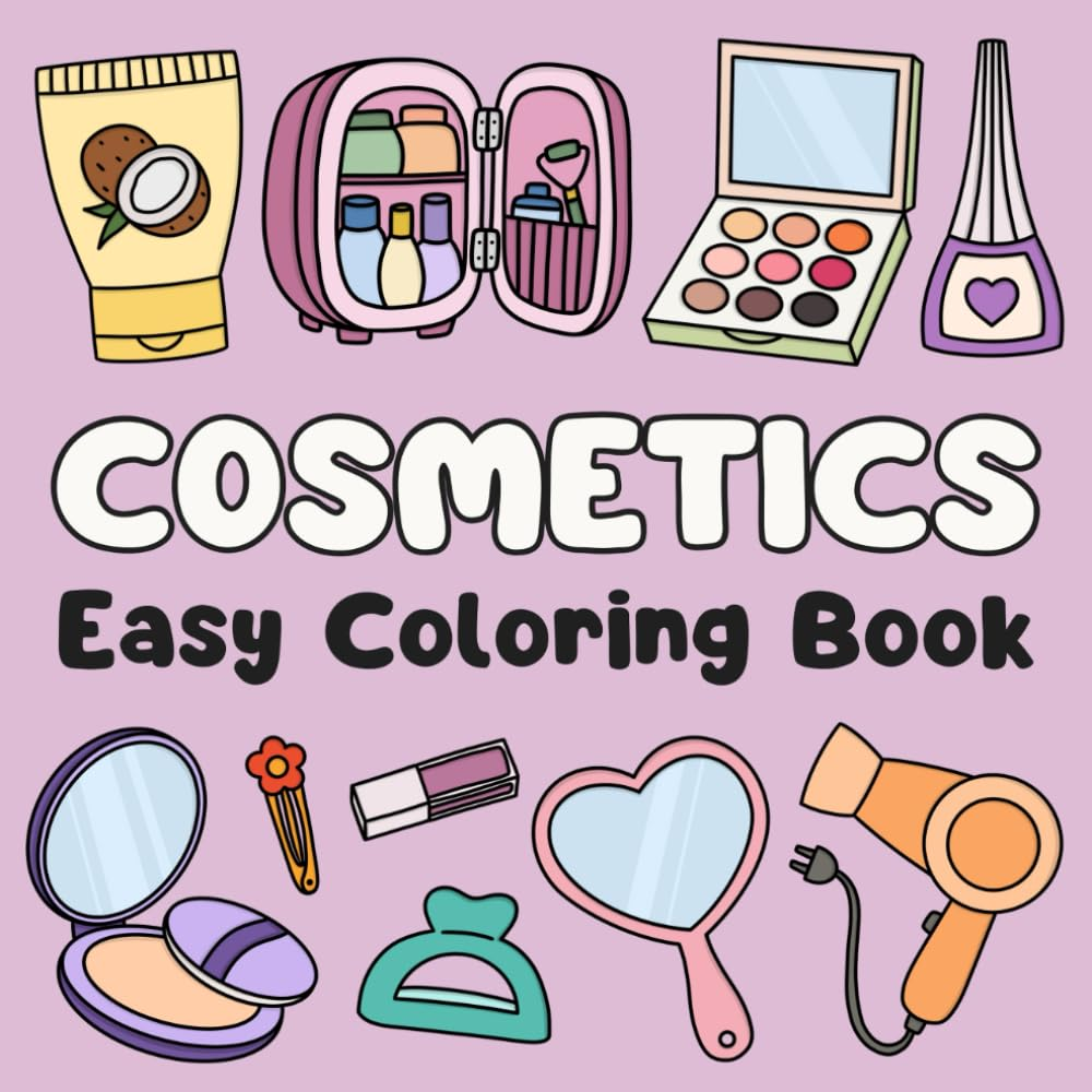 Cosmetics Easy Coloring Book: Cute & Simple Illustrations for All Ages image number 1