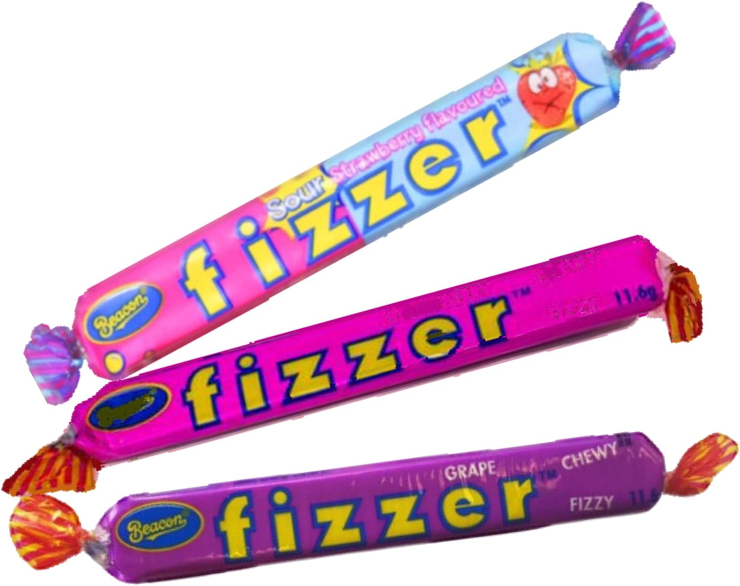 Beacon Fizzers Assorted Flavours - Chewy Candy Bars - 48 Piece Pack Individually Wrapped &ndash; Bulk Value Pack - Perfect for Parties, Movie Nights, and More