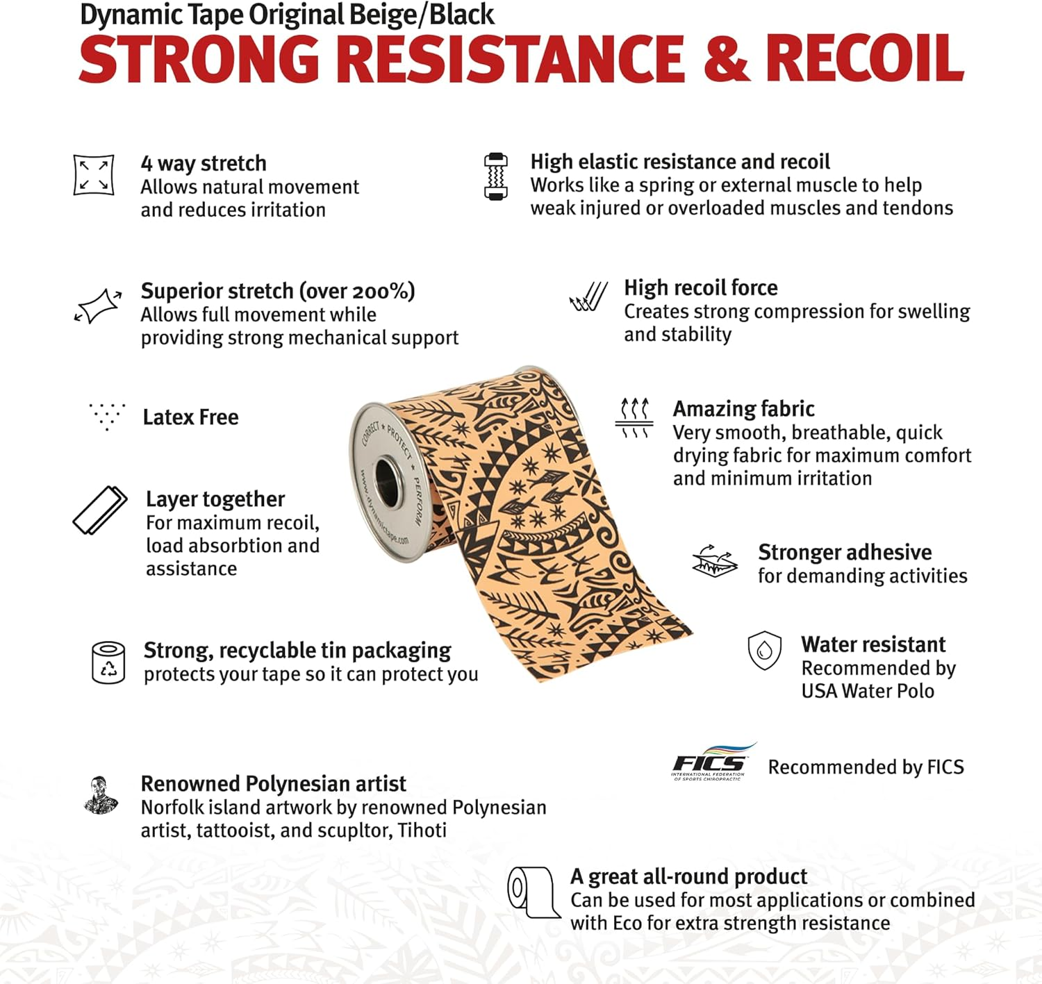 Dynamic Tape | Biomechanical Adhesive Tape | for Sports & Physio | Knee, Ankle, Elbow, Leg, Muscle Support | Black 5 Centimetres X 5 Metres Roll image number 5