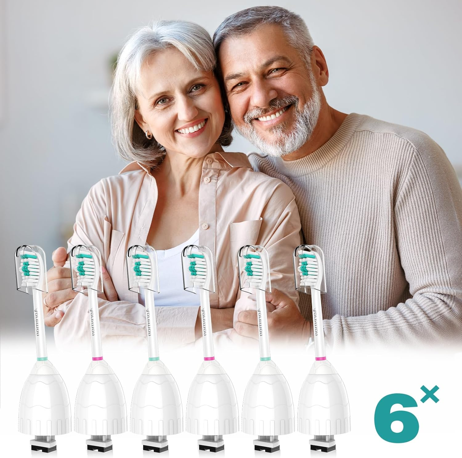 Aoremon Replacement Toothbrush Heads Compatible with Philips Sonicare E-Series, 6 Pack Replacement Brush Heads Come with Caps image number 3