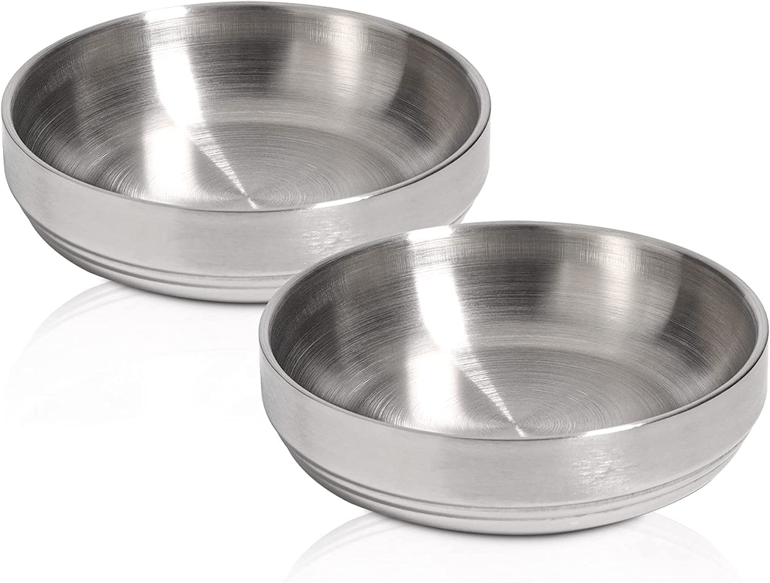 Comsaf Food Grade 304 Stainless Steel Cat Bowls, Shallow and Wide Metal Cat Food and Water Feeder Set, Durable Double Layer Pet Feeding Dishes for Kitten, Puppy, Whisker Stress Free, Dishwasher Safe image number 3