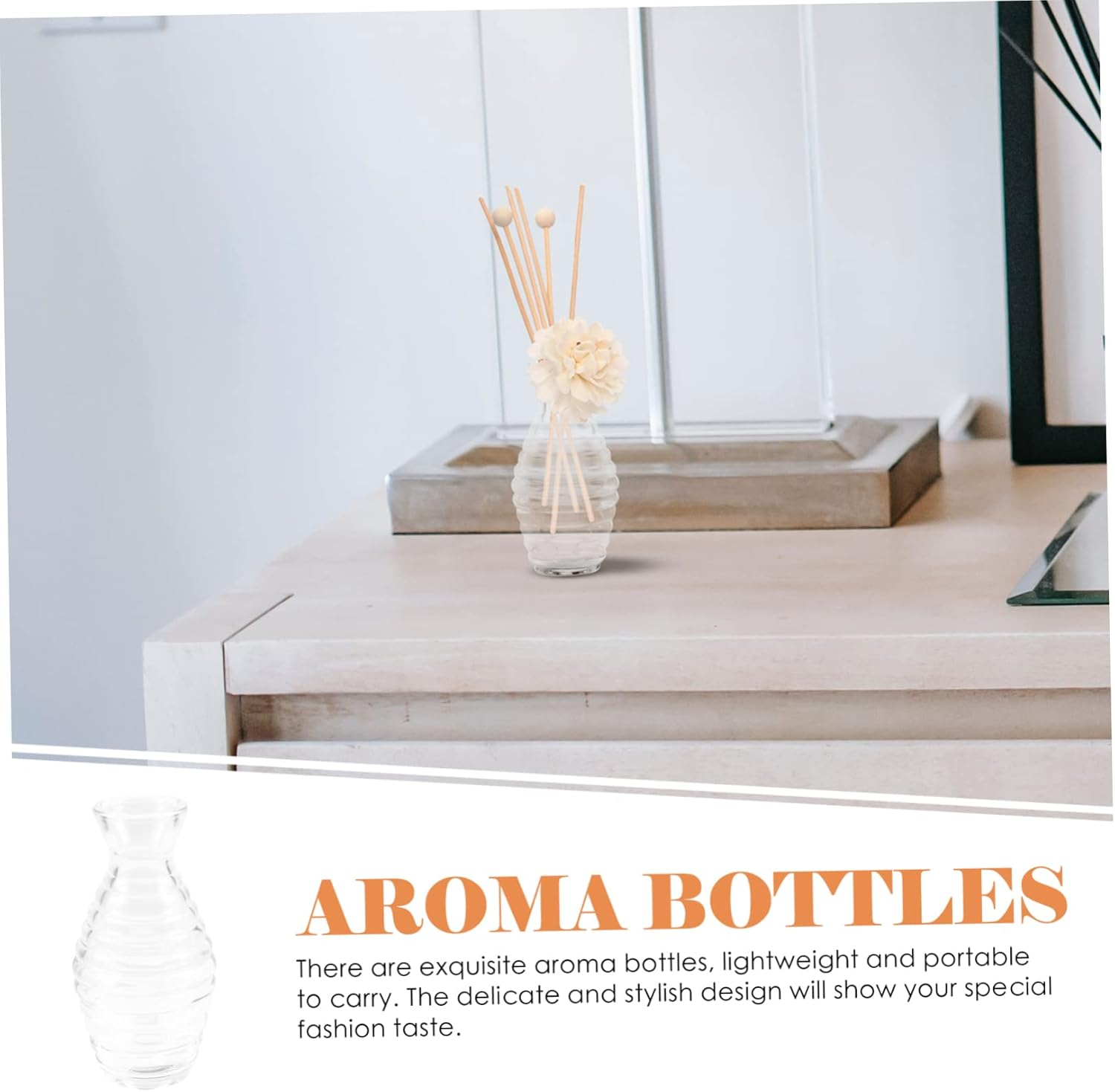 LIFKOME 6Pcs Wide Mouth Aroma Bottles Artistic Glass Aromatherapy Jars Mist Spray Bottle