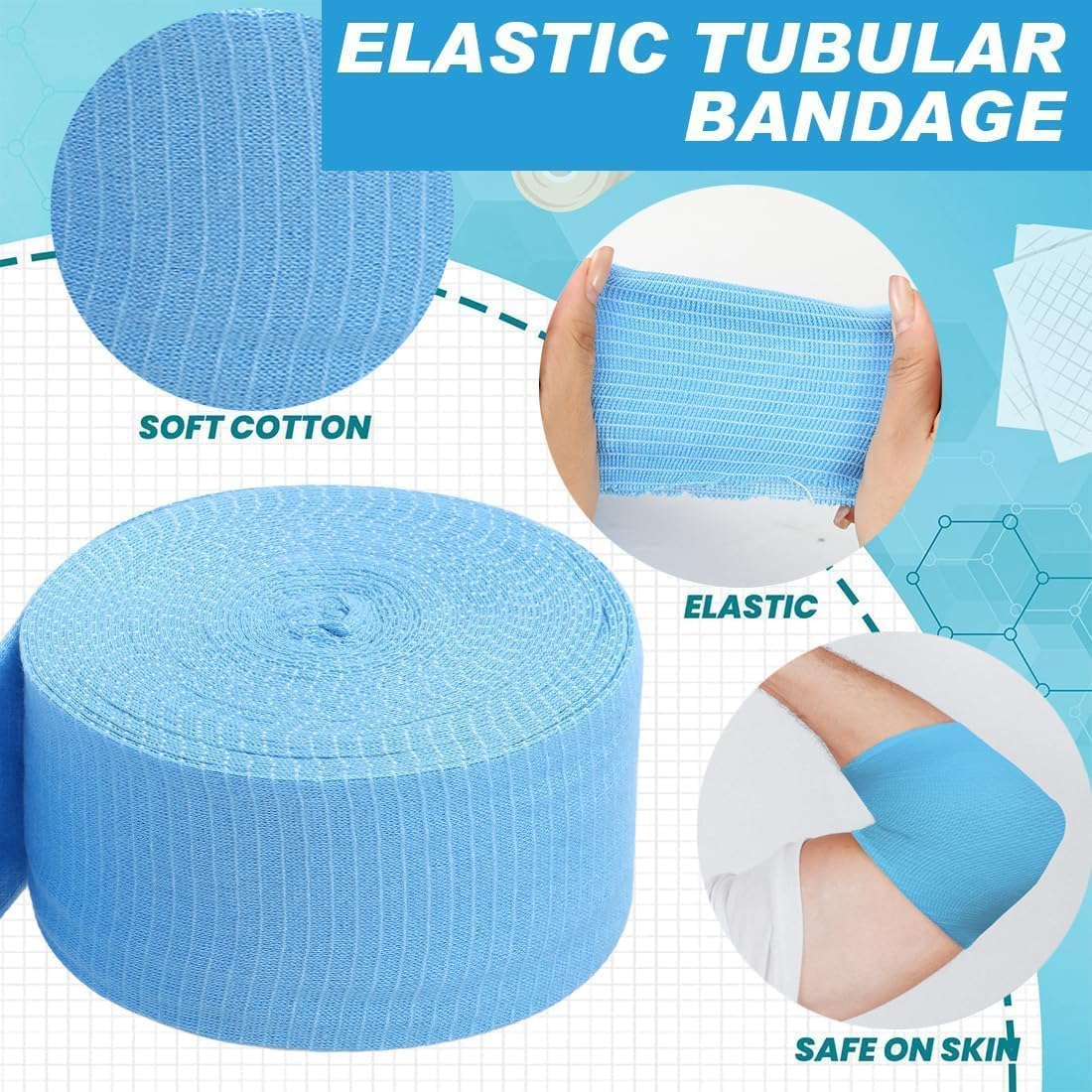 Elasticated Tubular Bandage Stretchable Tubi Grip Cotton Gauze Size D Tubular Bandages, 1Roll Elasticated Tubular Bandage Stretchable Cotton Gauze Size D Tubular Bandages, 8.75CM X 5M