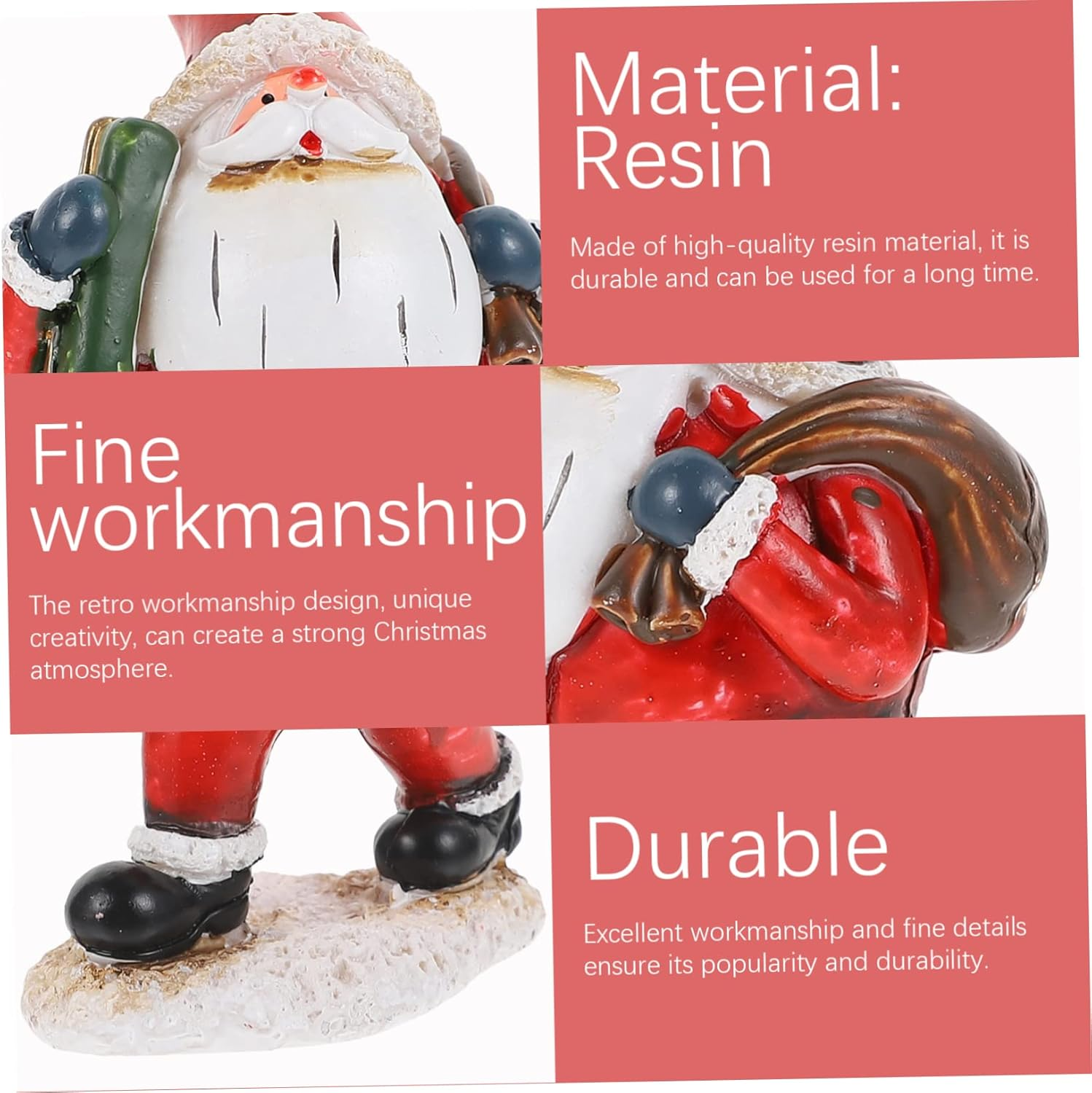Santa Claus Ornaments Xmas Adornments Household Decoration Decorative Craft for Christmas Party Festive Figurine for Home Display image number 3