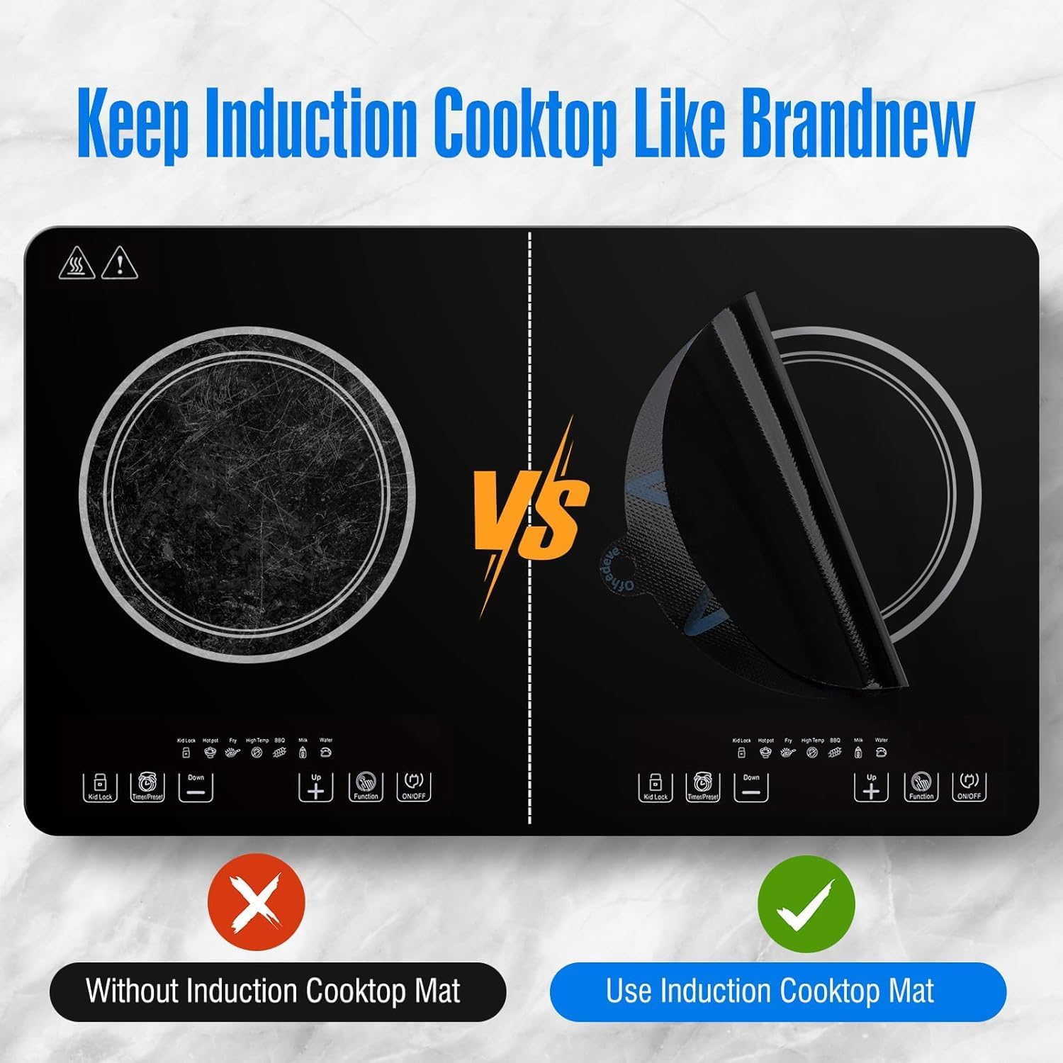 2 Pcs 9.5 Inch Silicone, Glass Fiber Diamond Shaped Induction Cooktop Mat, Protects from Scratches, Thermochromic, Multi-Functional image number 5