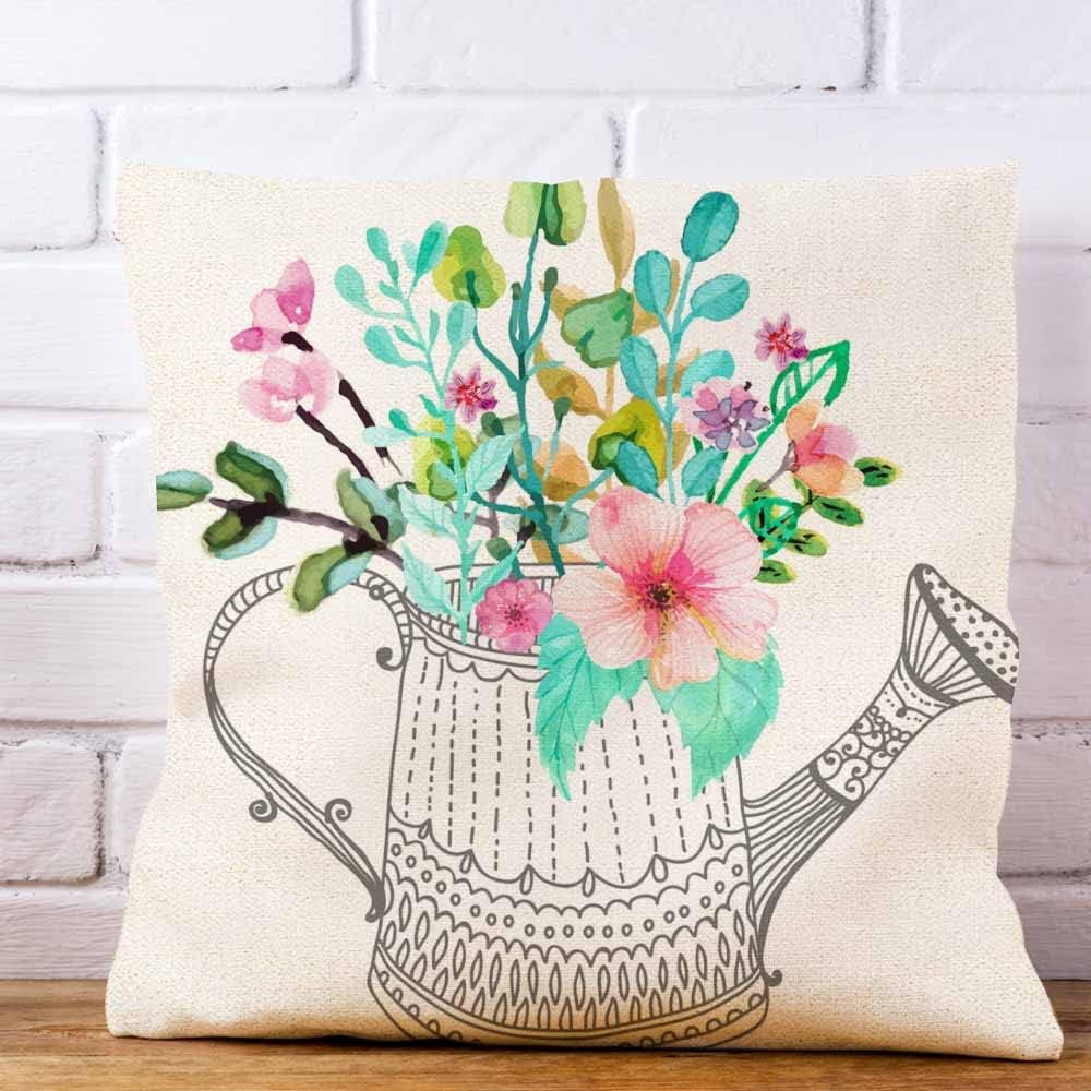 IBILIU Throw Pillow Covers Illustrations Flower Cushion Pillow Case Home Decor Pillowcase 18X18 Inches image number 2