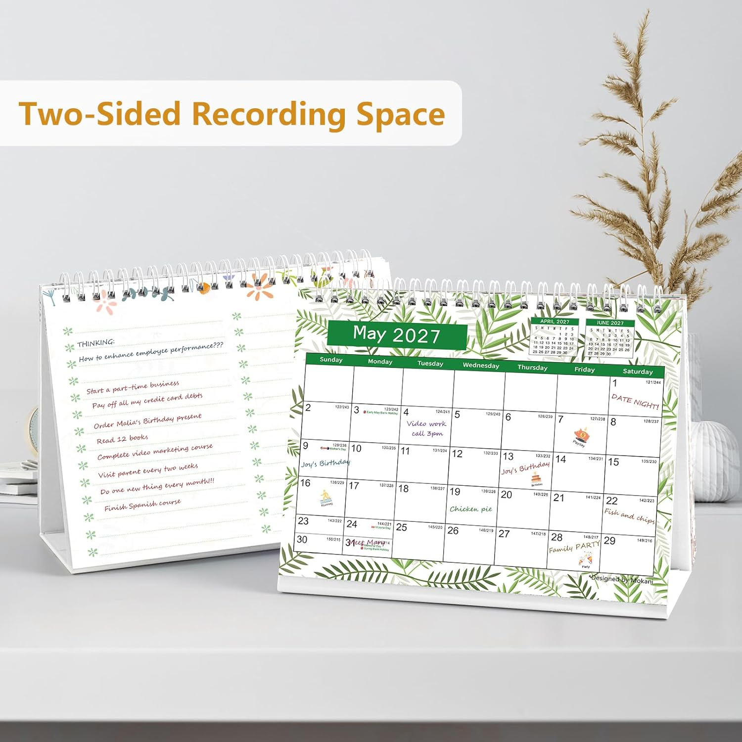 Desk Calendar 2026-2027, Monthly Desktop Calendar(Jan. 2026 - Jun. 2027, 10" X 8.25"), Standing Flip Calendar with Thick Paper, Academic Year Standing Desk Calendar with Planner Stickers image number 5
