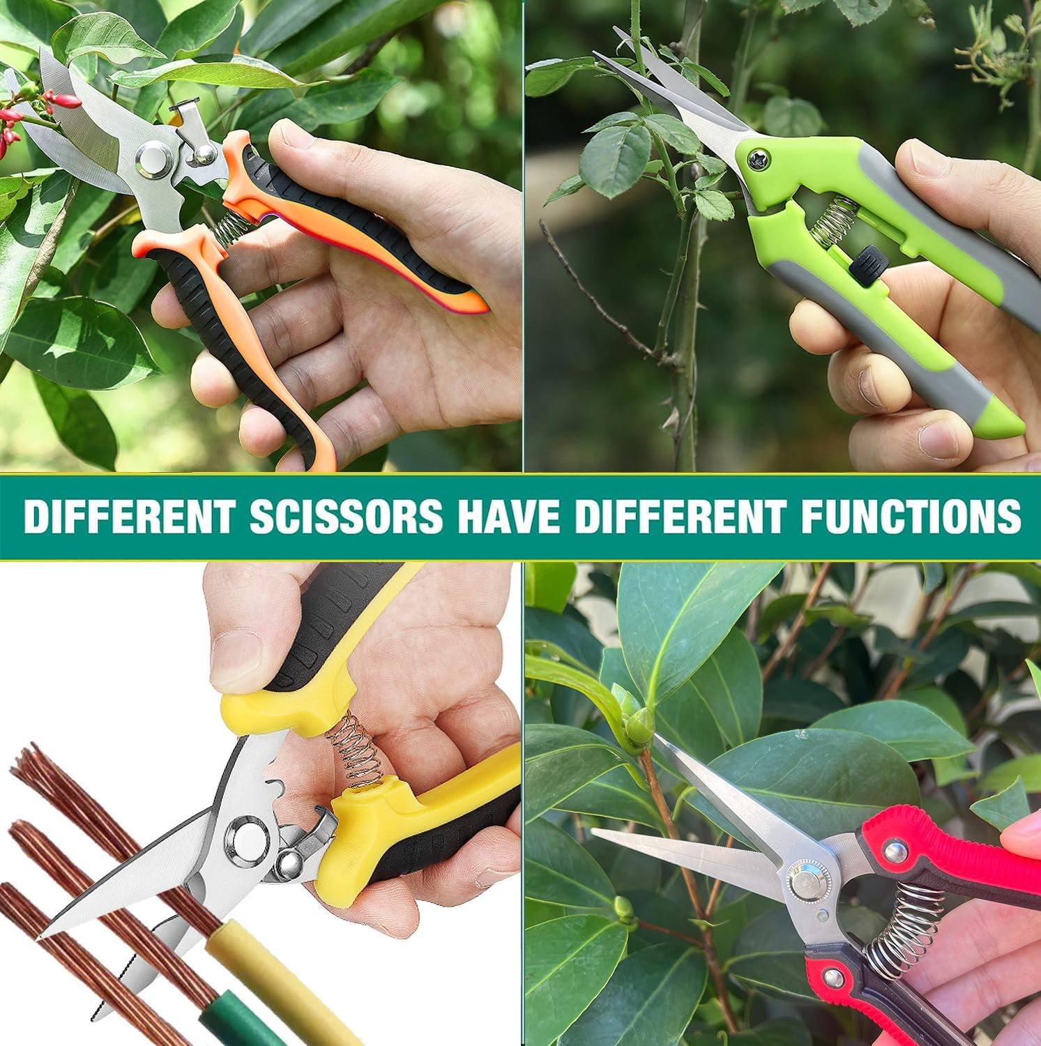 6 Pack Garden Pruning Shears,Hand Pruner Pruning Plant Shears with Gardening Gloves,Hydroponic Micro Garden Snip for Herb, Plant, Flower Cutting & Harvesting Small Tip Hand Pruning Shears