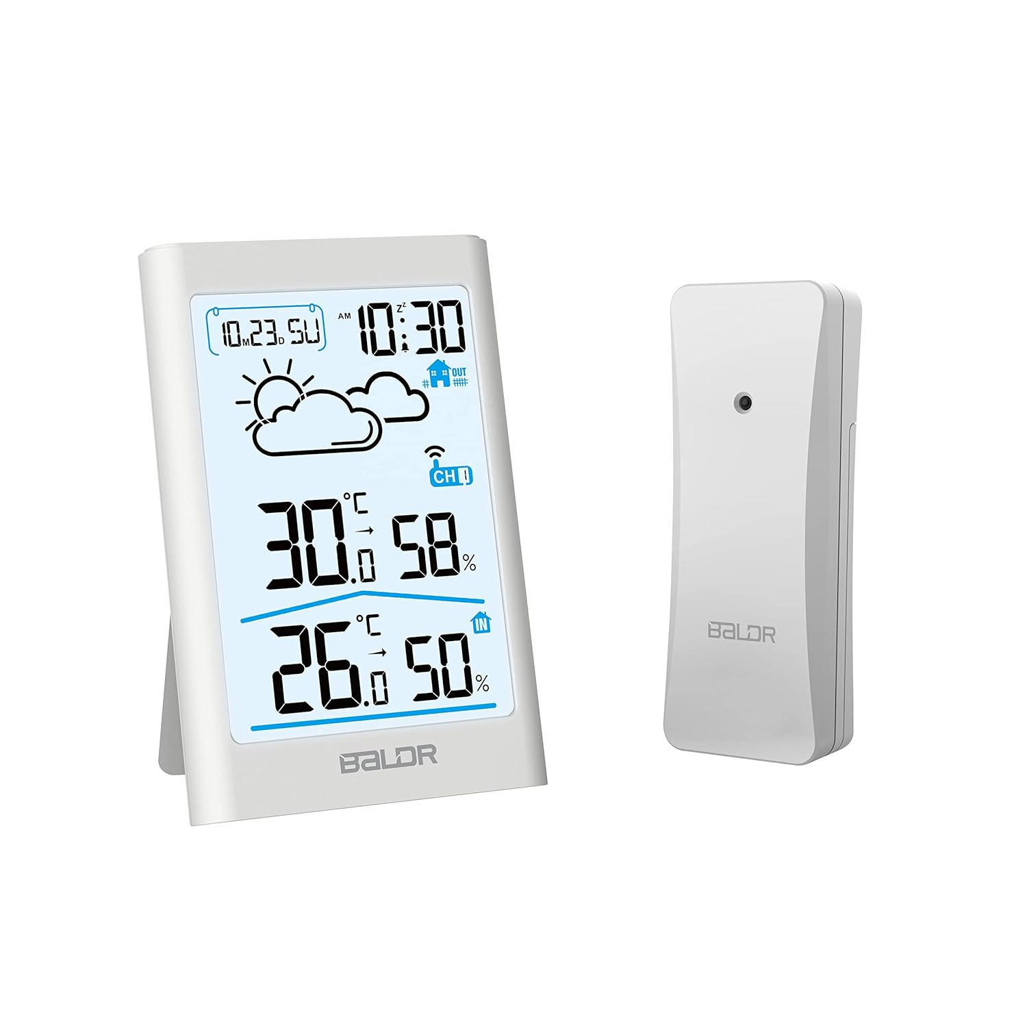 Wireless Digital Weather Station with Indoor/Outdoor Temp & Humidity. Digital Thermometer, Barometric Pressure, Forecast, Alarm, Snooze, Calendar and Backlit LCD. Ideal for Home or Office Monitoring image number 4