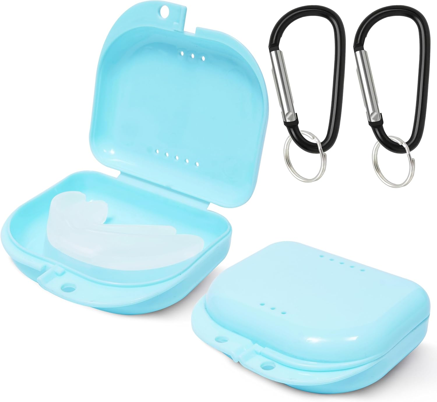 Retainer Case - Pack of 2 - Odorless Mouth Guard Case-Retainer Holder-Ventilated, Durable & Hygienic Night Guard Case for Carrying and Protecting Braces, Partial Dentures & Aligners-3.14 X 3.14 X 1.1