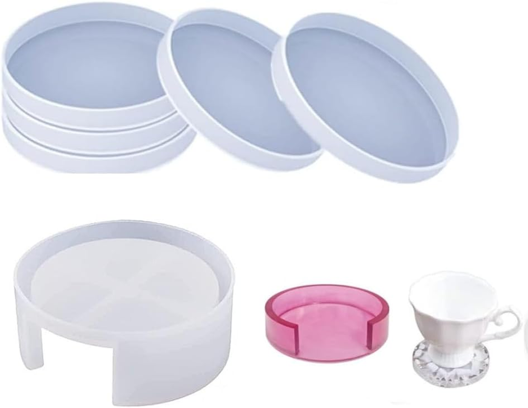 Coaster Resin Moulds, 6 Pack Silicone Coaster Mat Storage Holder Set,Silicone Coaster Storage Box Mould, Silicone Resin Molds, Epoxy Resin Moulds for Resin, Cups Mats, Home Decoration Resin Crafts image number 3