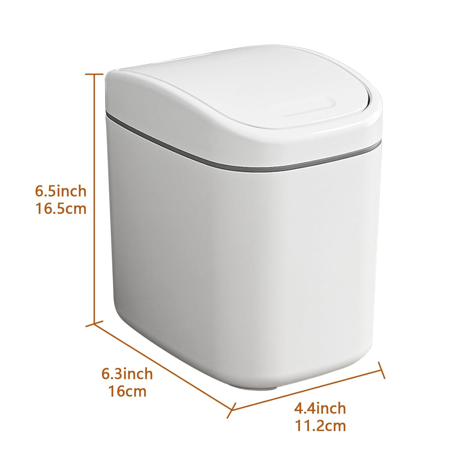 Desktop Trash Can with Lid Table Trash Basket Bedside Plastic Waste Paper Basket Mini Trash Bin for Car Wastebasket for Coffee Shop (White) image number 5