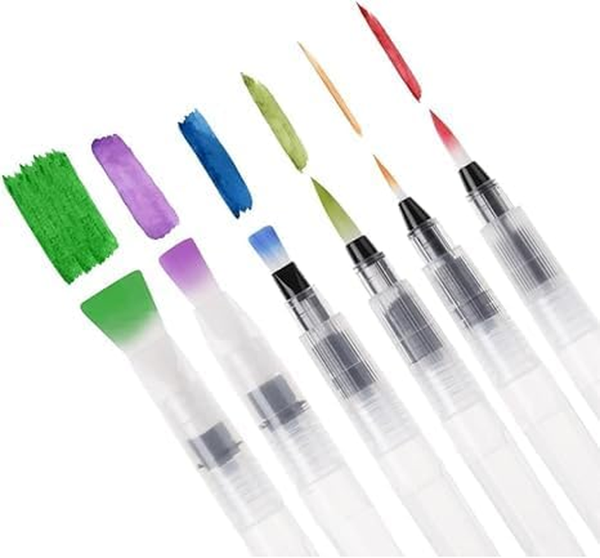 Water Color Brush Pen Set, 6 PCS Watercolor Paint Pens, Water Color Water-Base Markers, Water Soluble Colored Pencil Ideal for All Water Soluble Pigment and Watercolor Media image number 1