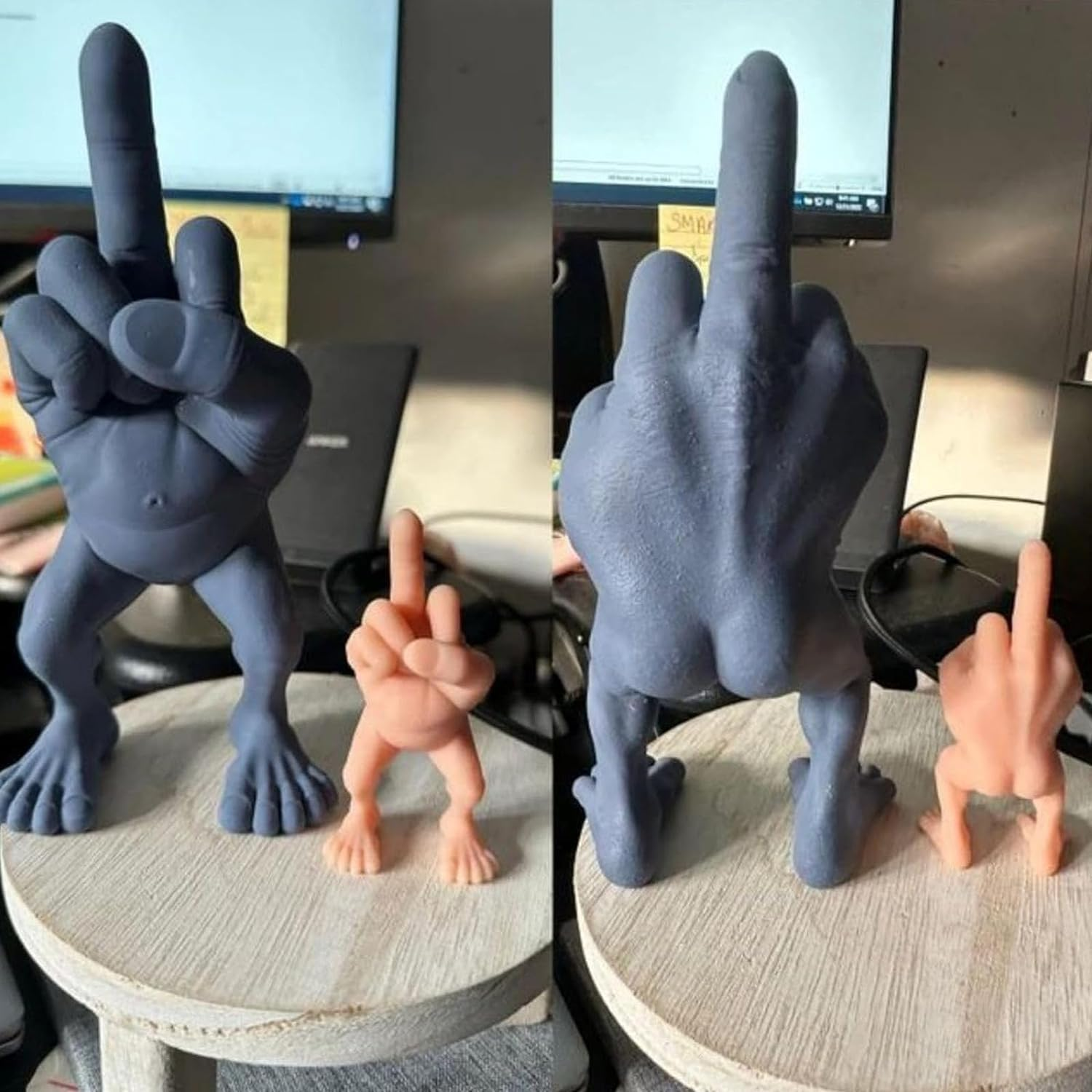 Middle Finger Figure with Legs - Funny Sculpture Gifts, Desk Accessory, 3D Figurine Gag Gift, Home Office Statue Decoration Ornament (Navy, 7In) image number 5