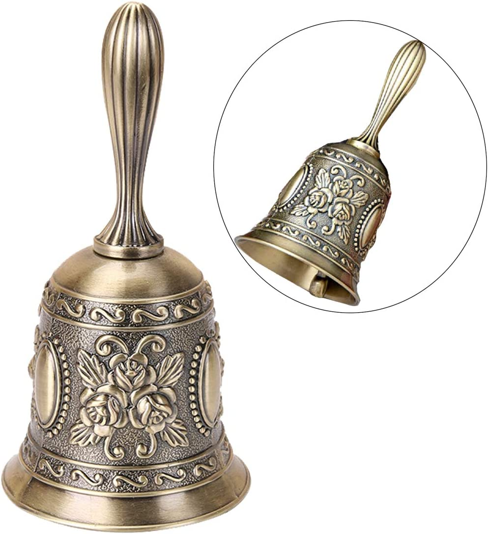 LERTREE Retro Call Bell Antique Hand Bell Bronze Dinner Bell Resturant Service Bell Brass Jingle Wedding Classroom Church Bel image number 3