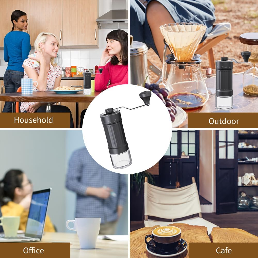 Portable Coffee Grinder Conical Burr for Espresso French Press Pour over Double Bearing Internal Adjustment Capacity 25G (External Adjustment Ceramic Burrs) image number 4