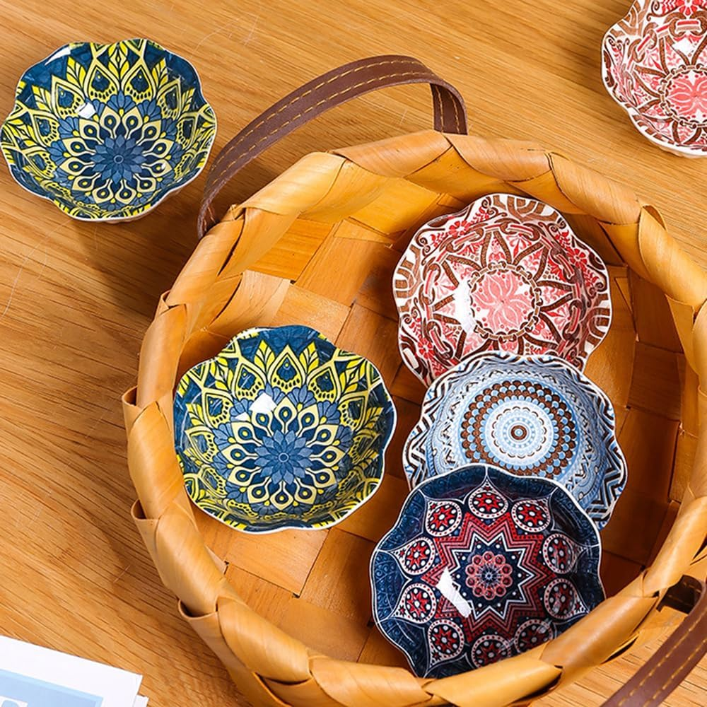 10Pcs 3.3 Inch Ceramic Dipping Sauce Bowls, Dipping Sauce Dishes, Soy Sauce Dish, Side Dish Bowls, Small Dip Bowl for Condiments, Appetizer, Dessert, BBQ, Sushi (Circular Shape)
