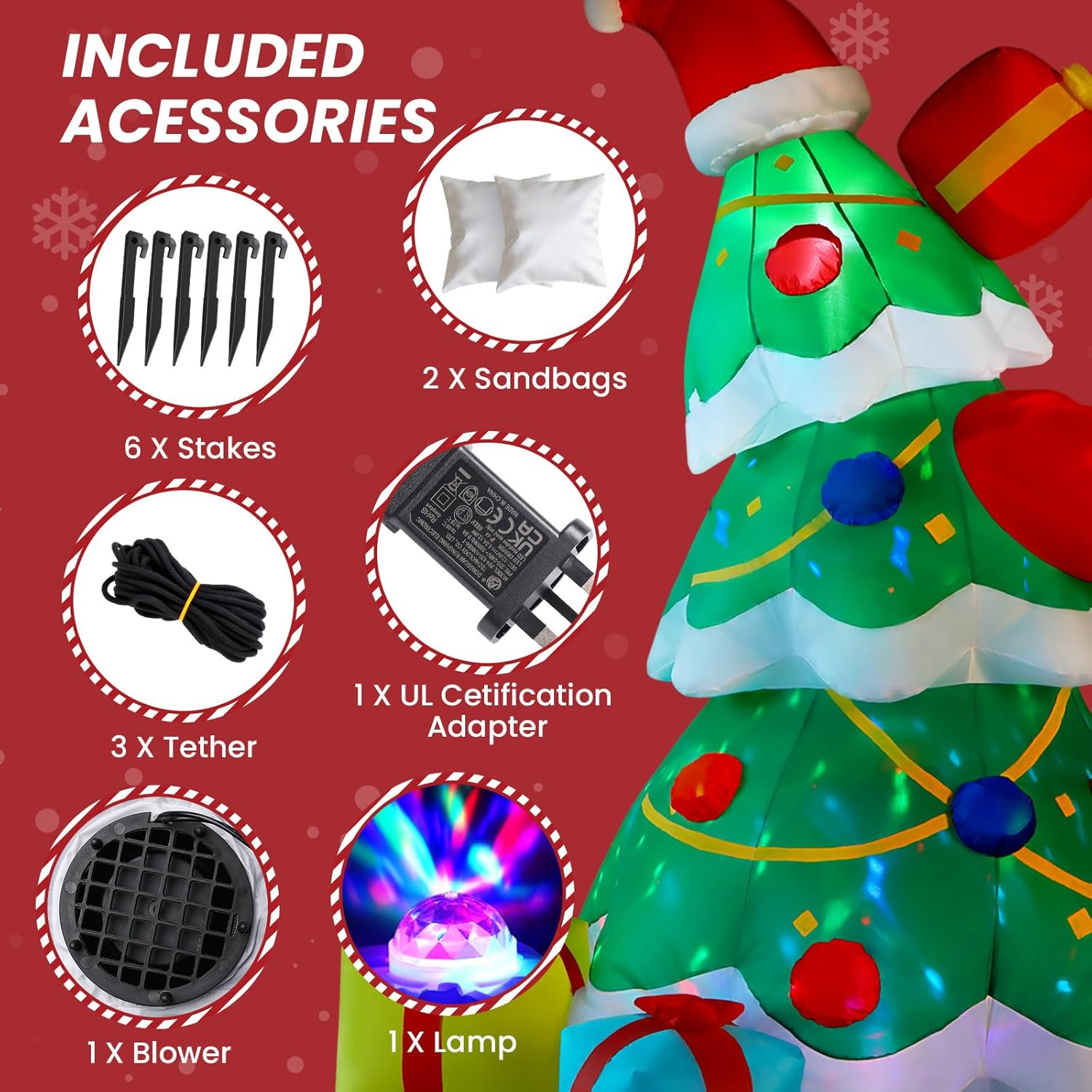 Alupssuc 2.1M Inflatable Christmas Tree Decorations Outdoor with Built-In Leds Lights, Blow up Santa Claus Tree with 4 Gift Boxes Outside/Indoor Xmas for Yard, Garden, Lawn, Party, Holiday Decor, 7FT image number 1