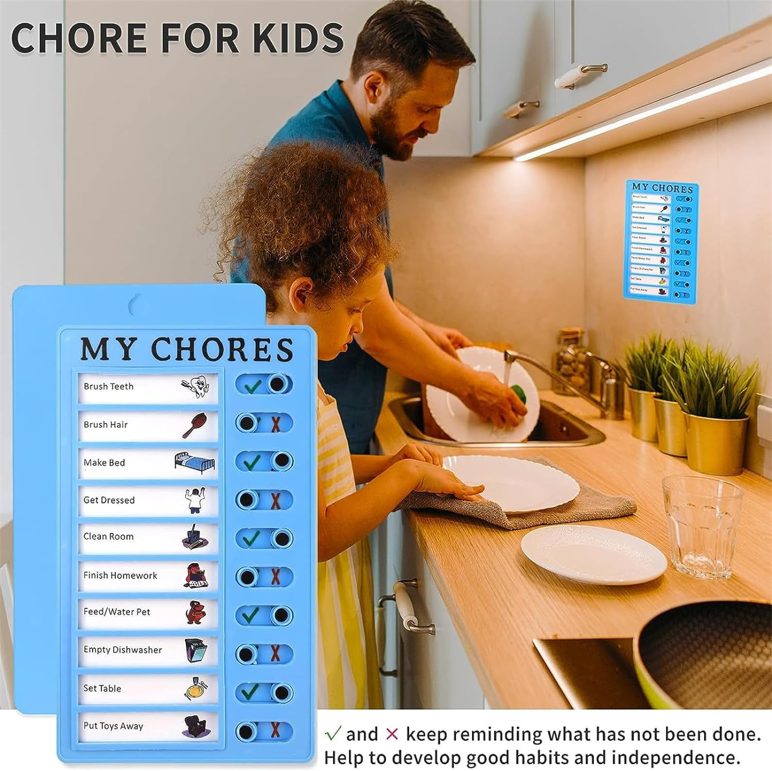 3 Pieces My Chore Checklist Board, Reusable Checklist for Planning Chart with 10 Detachable Cardstock for Home Routine Planning Daily to Do List(3 Colour) image number 6