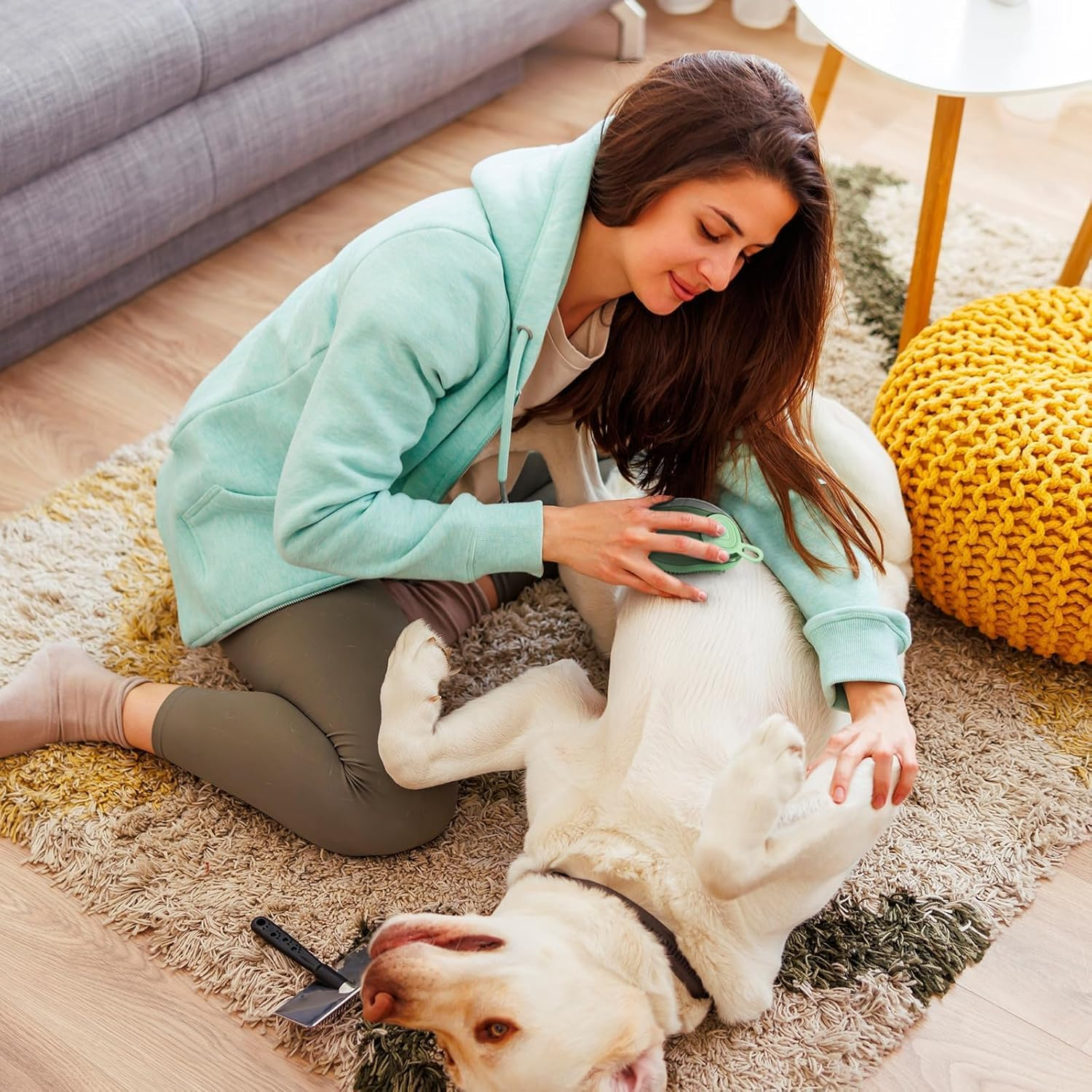 Pet Grooming Bath Massage Brush with Soap and Shampoo Dispenser Soft Silicone Bristle for Long Short Haired Dogs Cats (Green) image number 2