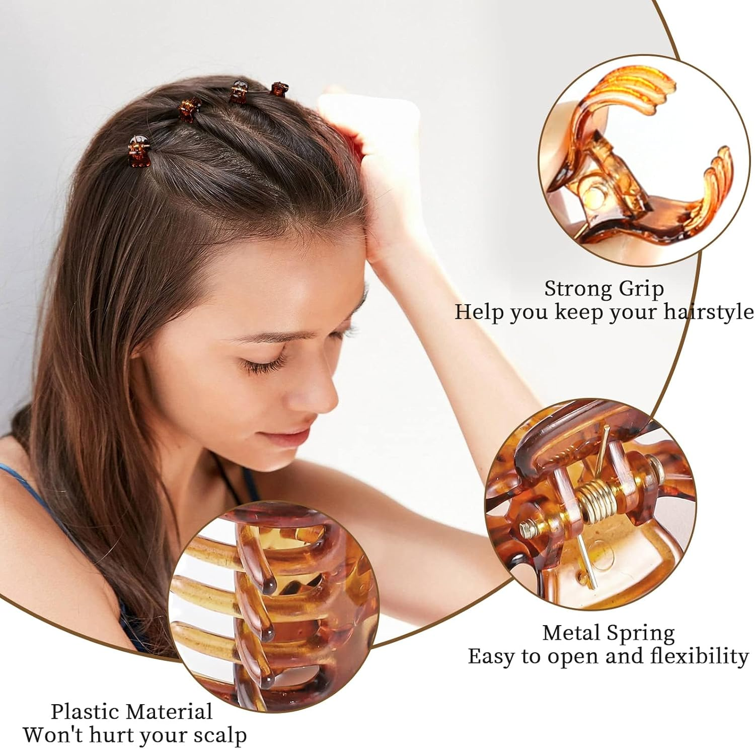 36 Pcs Small Hair Clips, Mini Hair Claw Clips for Medium Thick Hair, Plastic Hair Claws Pins Clamps for Girls, Toddlers Girls, Women (Black and Brown) image number 5