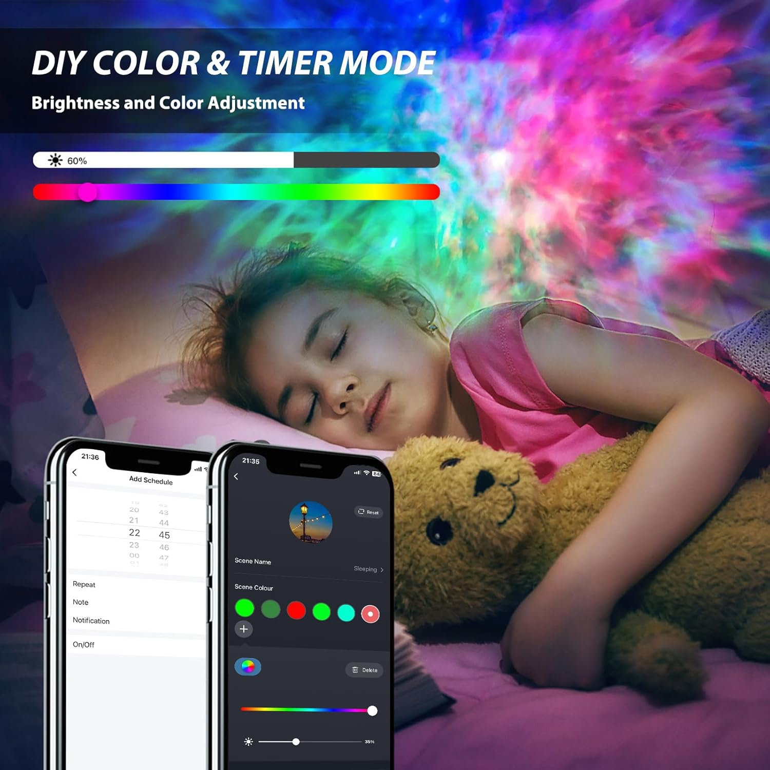 Smart Star Projector Galaxy Light, LED Starry Sky Night Light Control by Wifi App and Voice, Compatible with Alexa & Google Home, Adjustable Cloud Stars, Brightness and Time (Black) image number 4