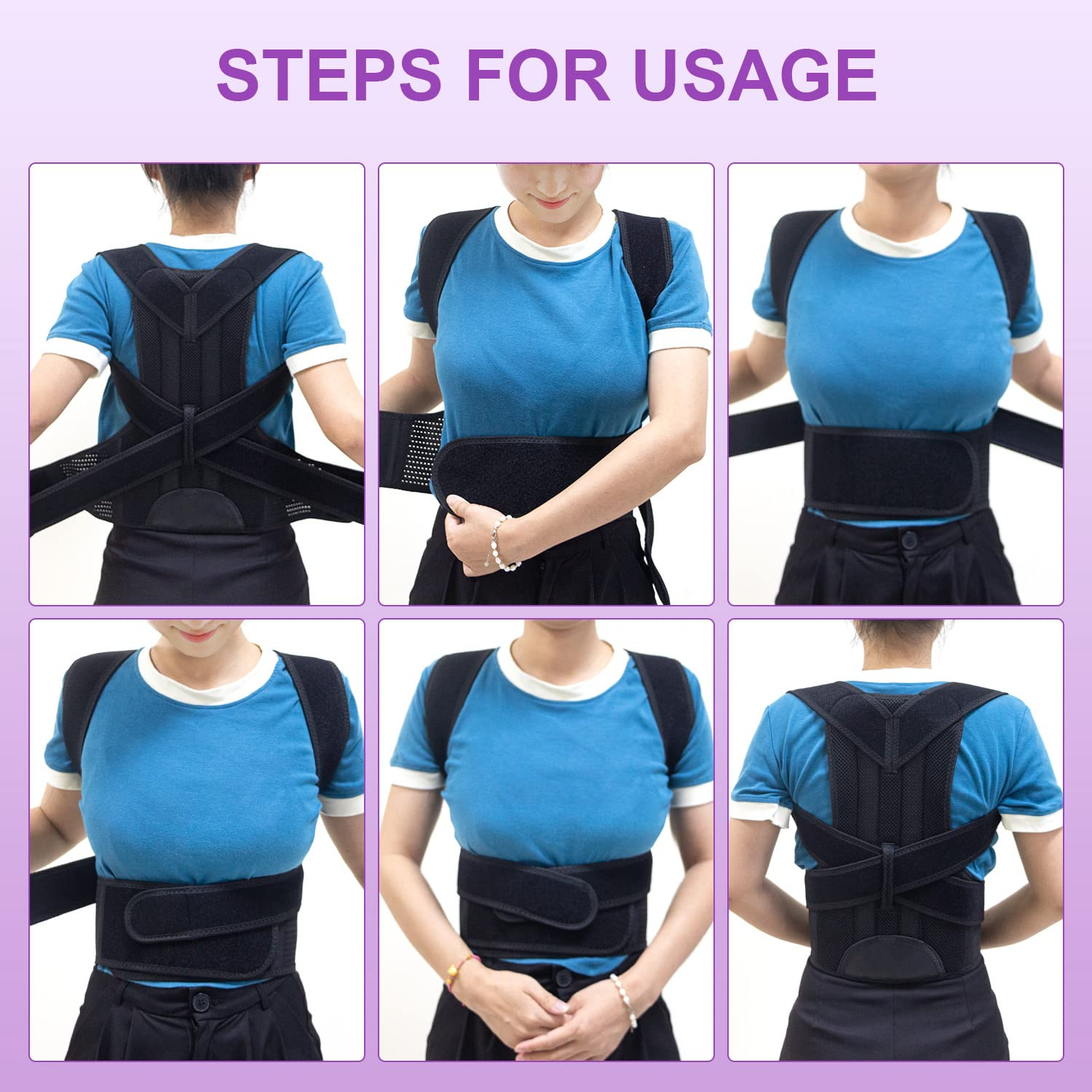 Posture Corrector Back Brace for Men&Women Back Brace for Lumbar Support and Upright Breathable Back Straightener Back Corrector Posture Improve and Neck, Back, Shoulder Pain Relieve (XL) image number 5