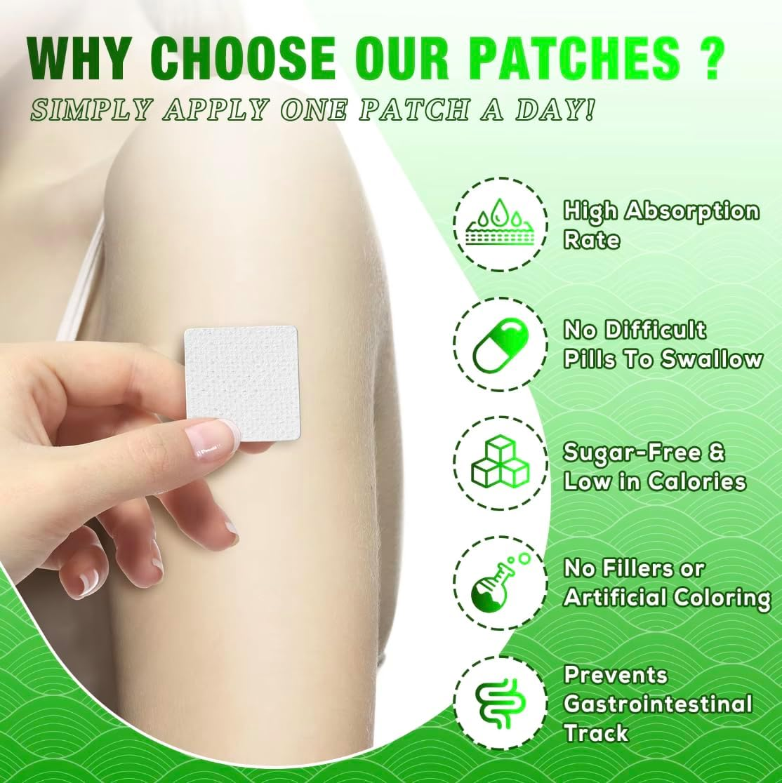 Energy Boost Vitamin B12 Patches - Hypoallergenic, Easy-To-Use, Long-Lasting Transdermal Supplement for Natural Energy, Focus & Mood Support - Vegan, Non-Gmo, Fast Absorption for Men & Women image number 3