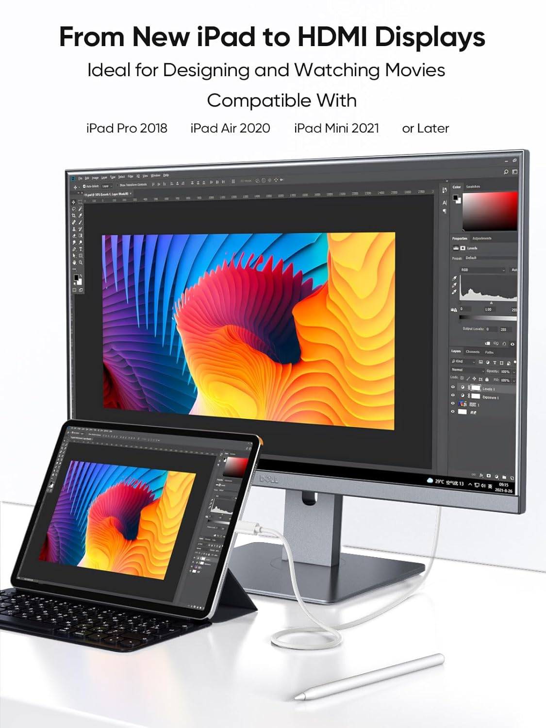 Cablecreation USB C to HDMI Cable 4K@60Hz for Home Office, Type C to HDMI, Thunderbolt 4/3 Compatible for Iphone 15/Pro/Plus/Max, Macbook Pro/Air, Ipad Pro, Galaxy S23/ S22, Surface Book, 10FT White image number 1