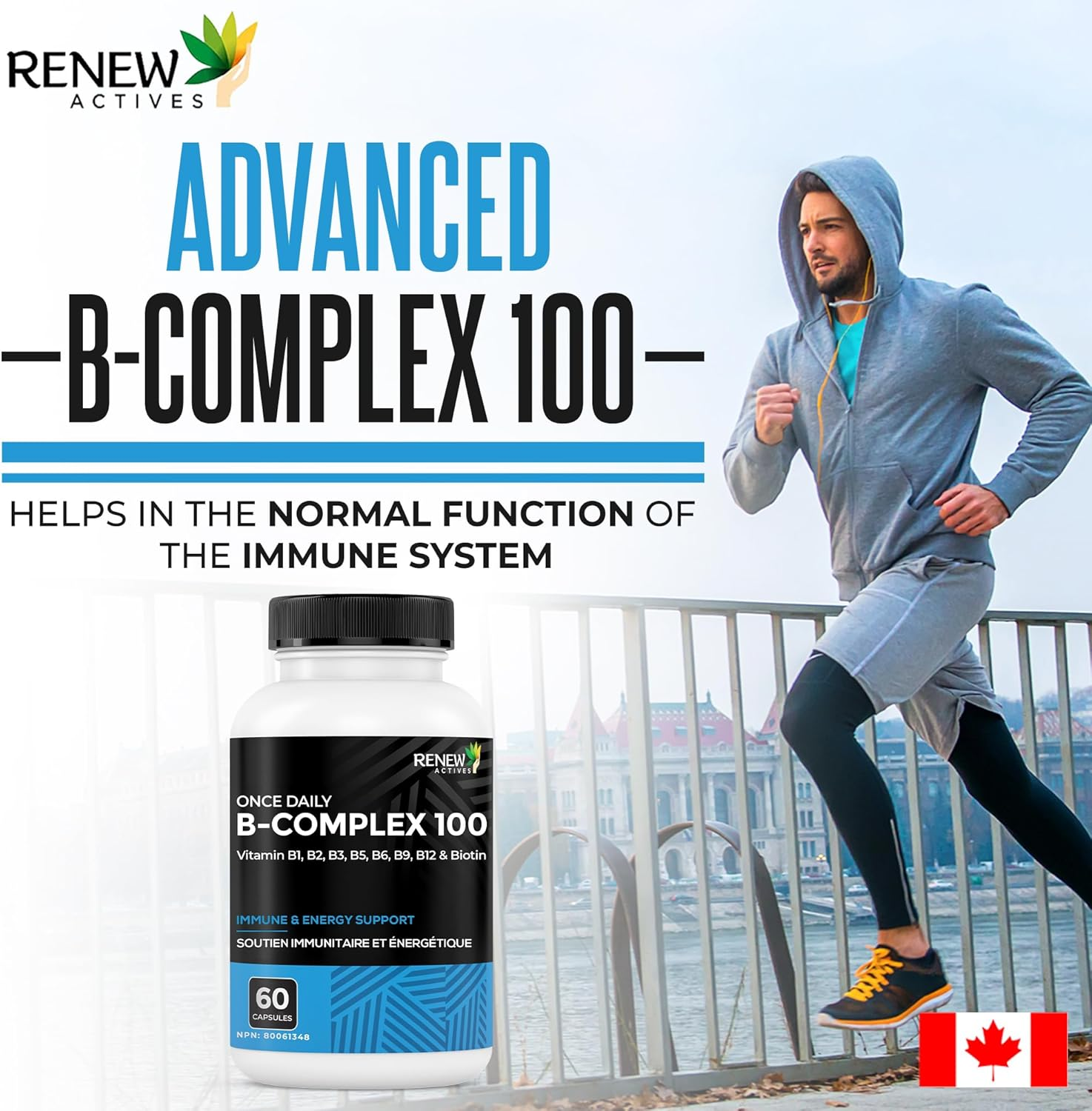 Renew Actives Vitamin B Complex 100 &ndash; 60-Capsule Advanced B Complex Dietary Supplement for Men and Women &ndash; 100% of B1, B2, B3, B5, B-6, B-12! &ndash; Vegan-Friendly Capsules image number 6