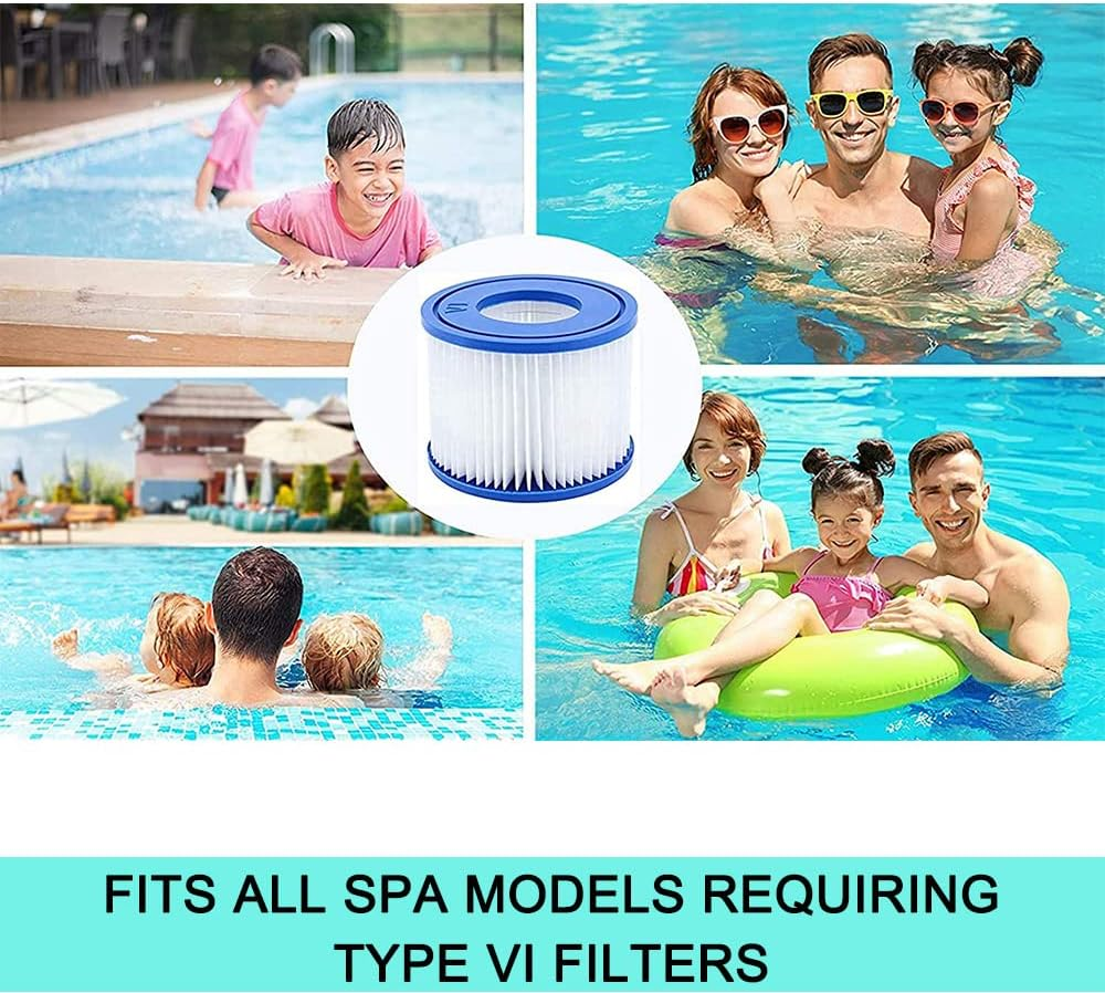 6 Pack Spa Swimming Pool Filters Cartridge Size VI for Lay Z Bestway 58323 Replacement Pool Filter Cleaner image number 6