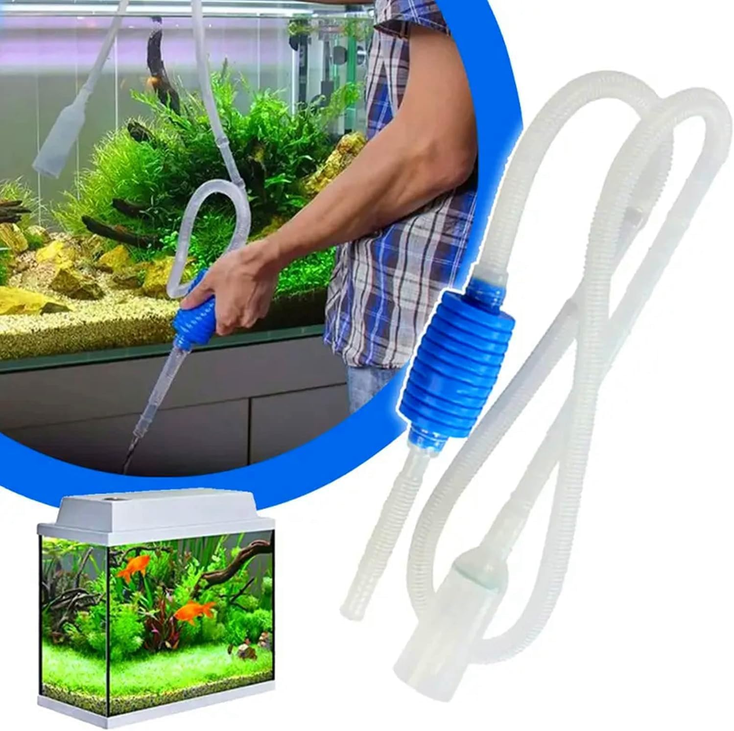 Aquarium Gravel Cleaner,Fotrsdku Fish Tank Cleaner, Hand Syphon Pump for Fish Tank, Water Changing and Filter Sand Cleaning, Manual Fish Tank Water Changer Hose, Easy to Use Fish Tank Cleaning Tool