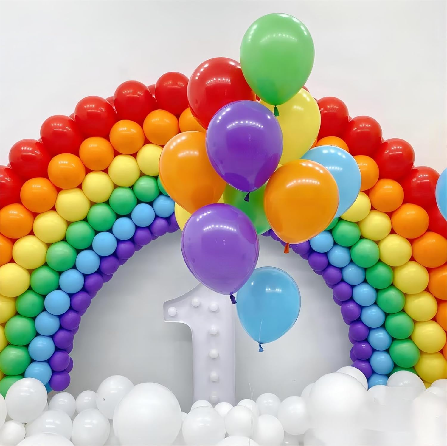 100Pcs Multi Color Balloons, 12 Inch Colored Latex Party Balloons Helium Quality for Gender Reveal, Birthday Party, Baby Shower,Wedding,Christmas Party Decoration (With 2 Ribbons)